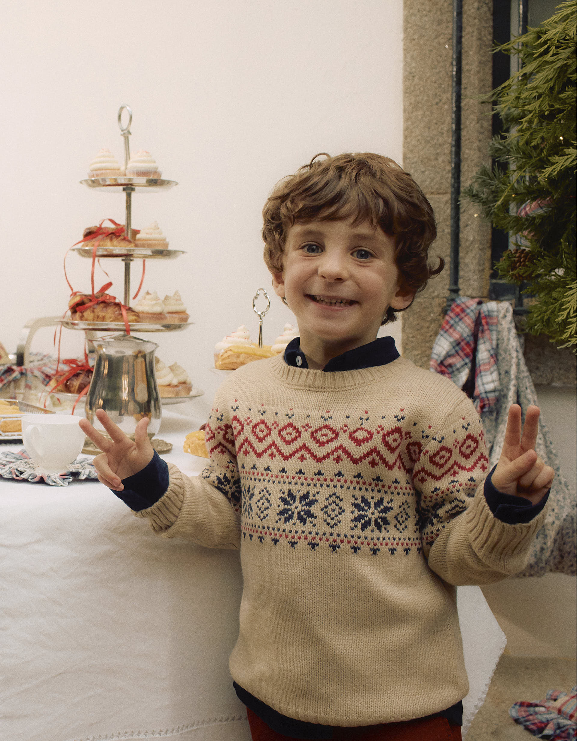 Jumper with Jacquard for Boys, Beige