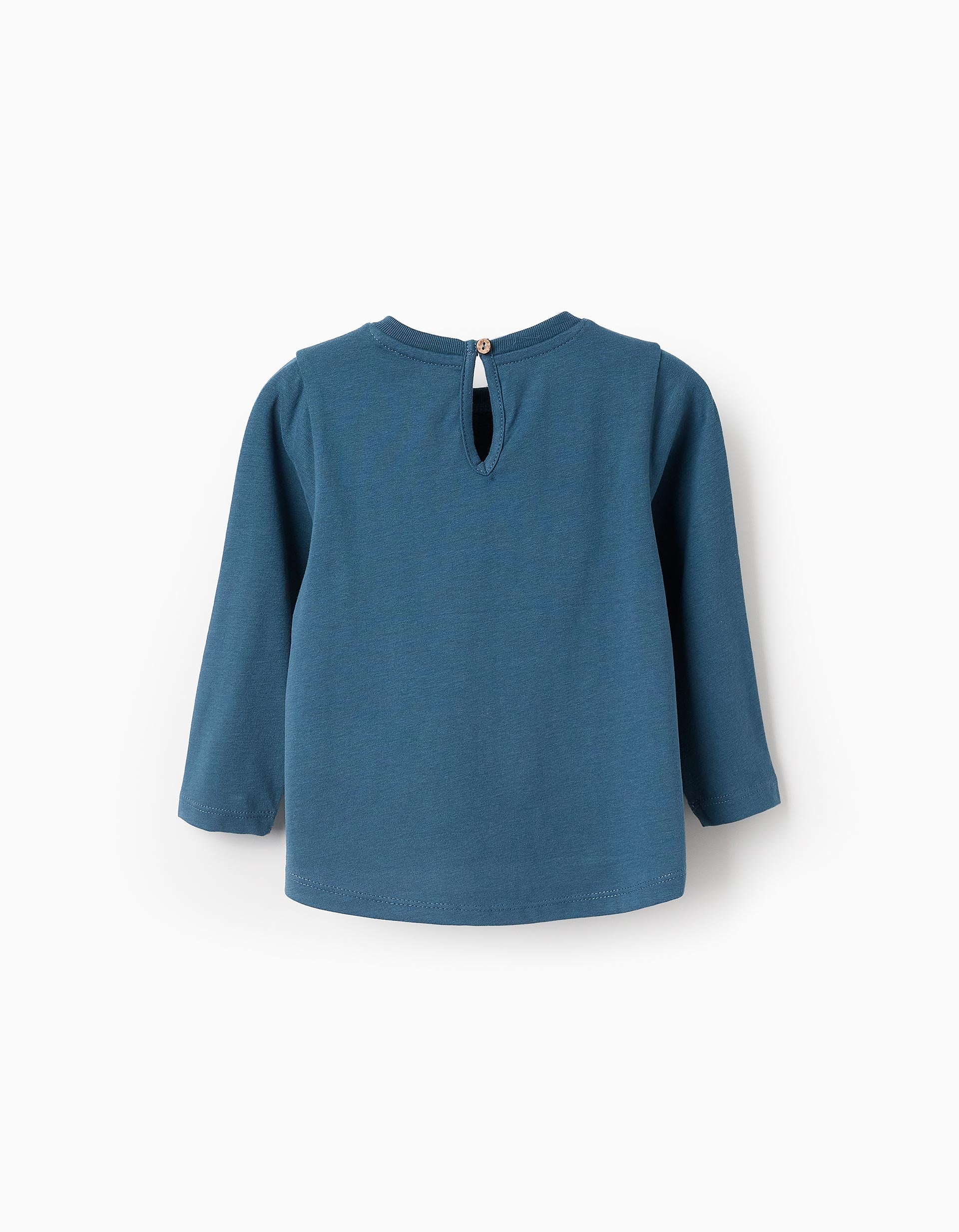 Long-Sleeved Cotton T-shirt for Baby Girls 'Flower', Turquoise