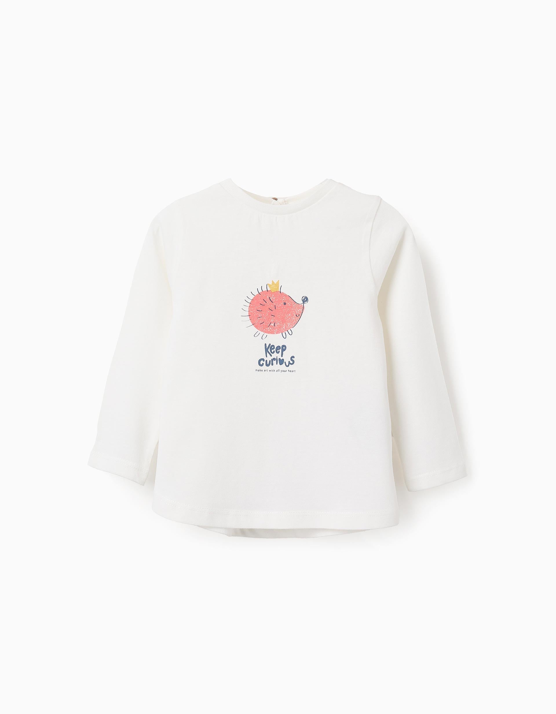 Long Sleeve T-shirt for Baby Girls 'Hedgehog', White