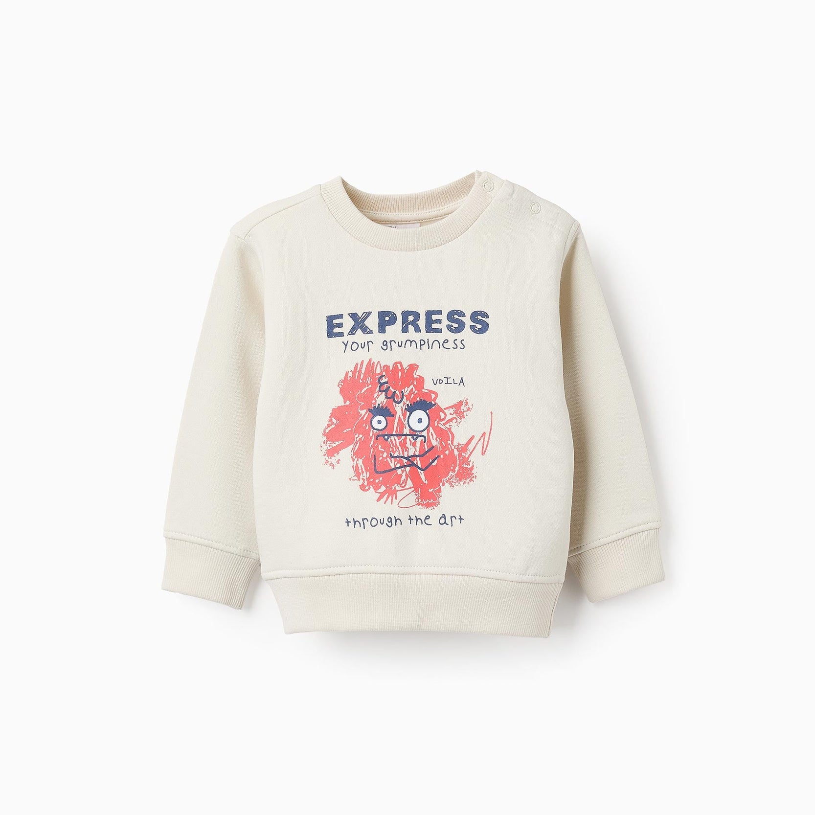 Fleece Sweatshirt for Baby Boys 'Emotion Monsters', Beige