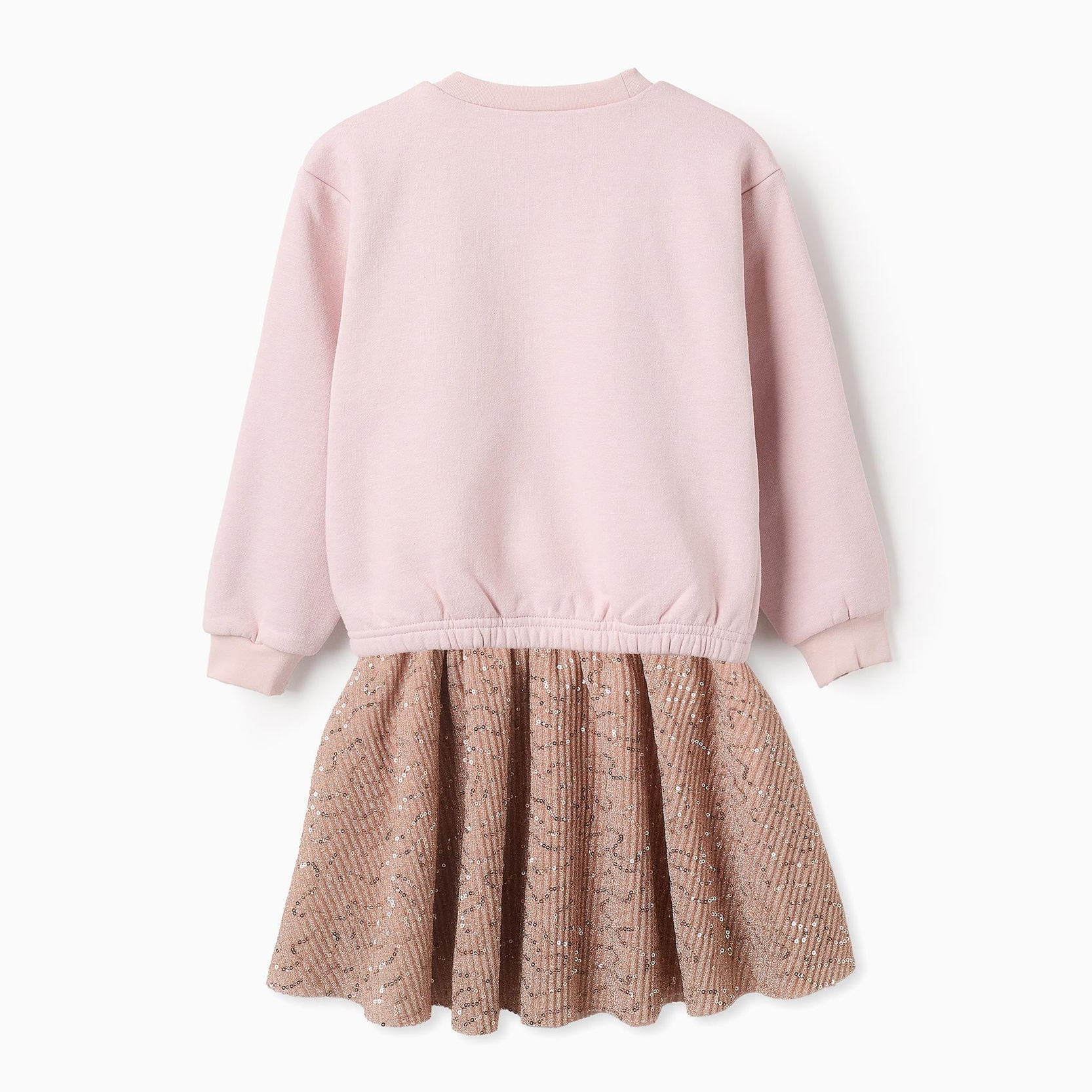 Fleece Sweatshirt + Sequin Pleated Skirt for Girls, Pink