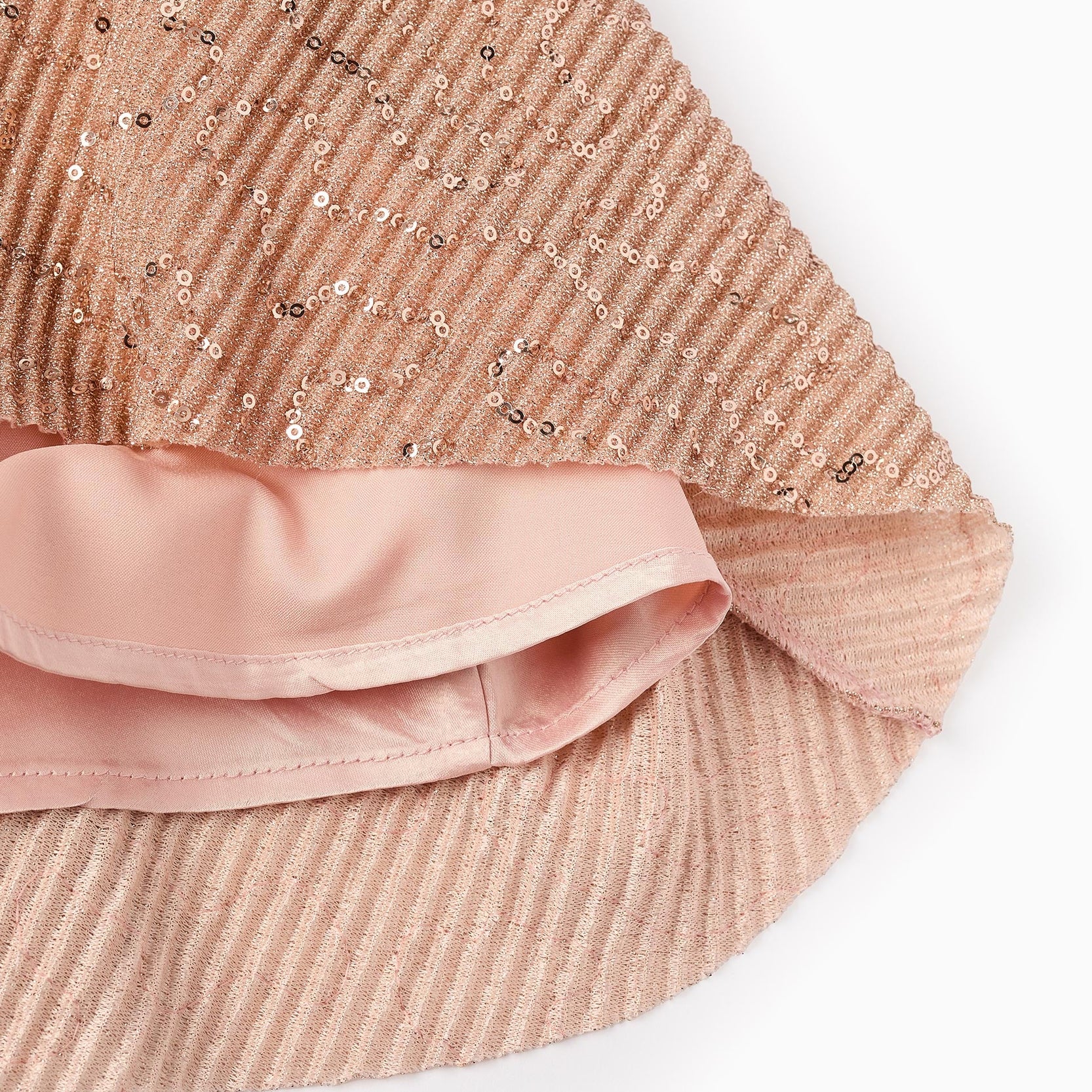 Fleece Sweatshirt + Sequin Pleated Skirt for Girls, Pink