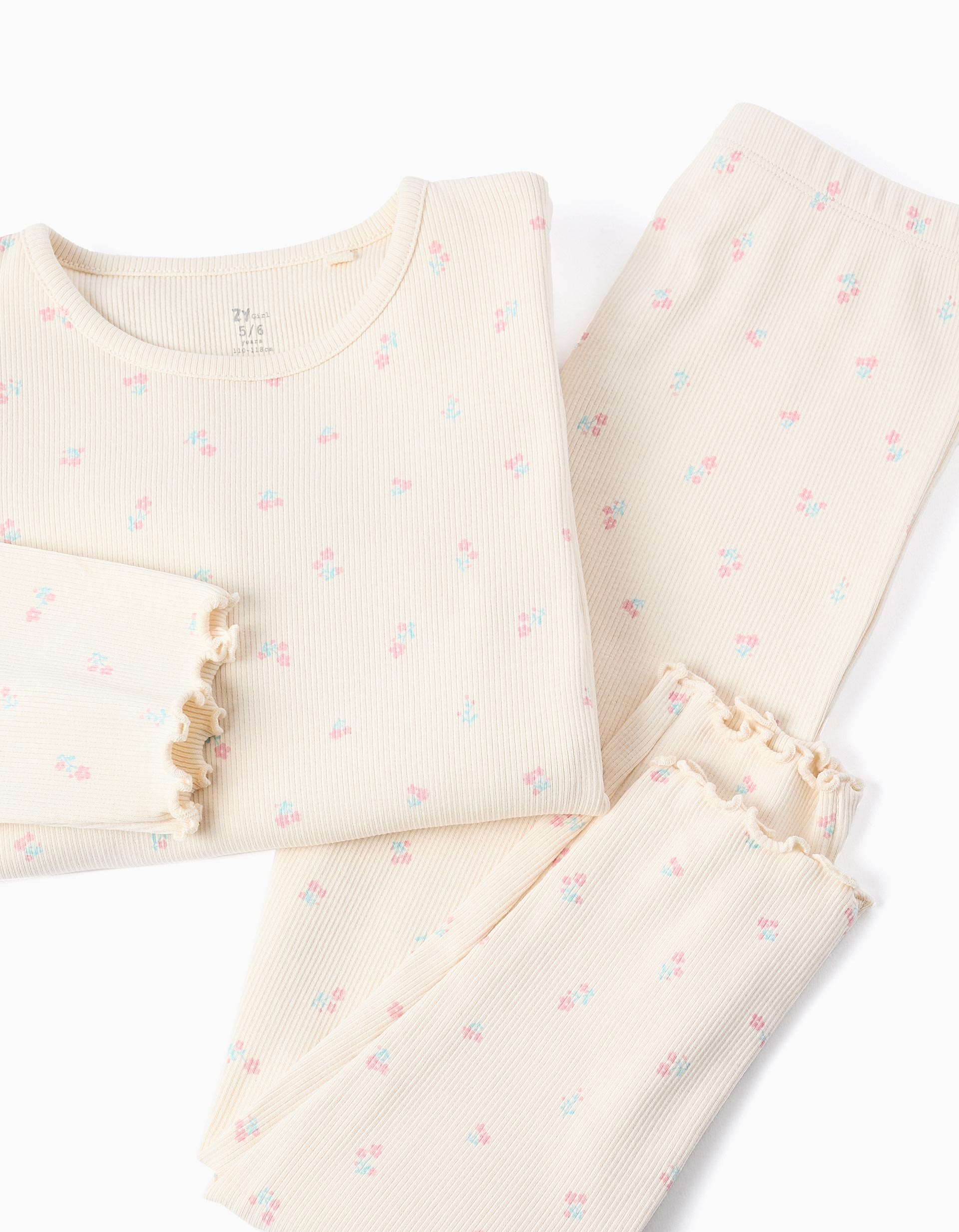 PYJAMA LS RIB, LIGHT BEIGE, 4/5-PYJAMAS-KID GIRL