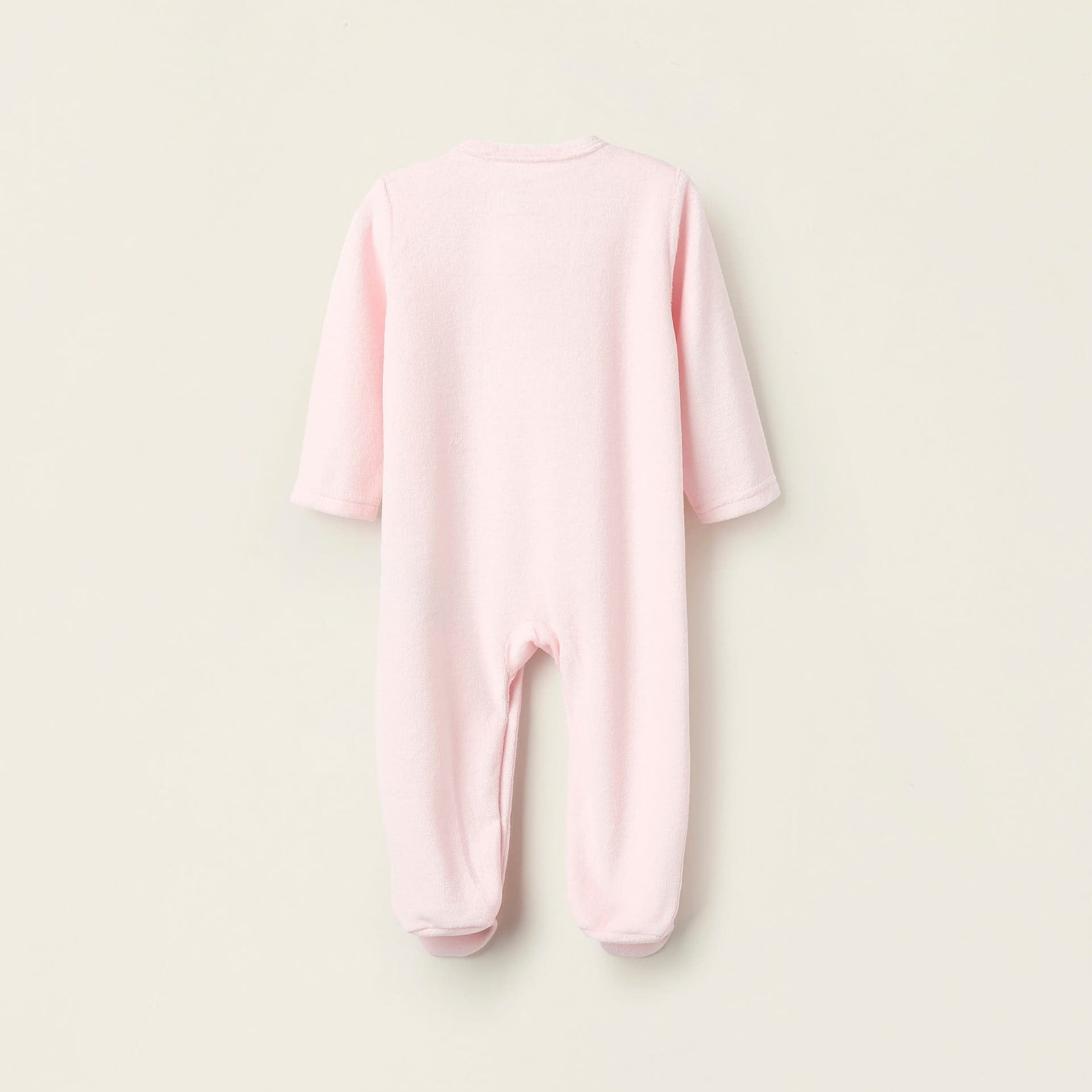 Velours Sleepsuit for Baby Girls 'Owl', Pink/White