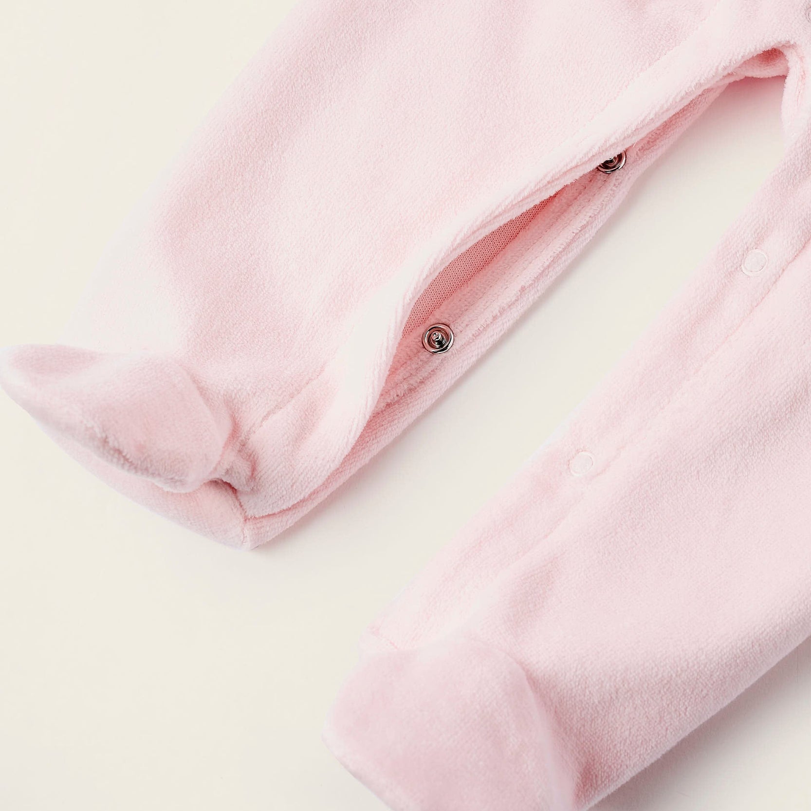 Velours Sleepsuit for Baby Girls 'Owl', Pink/White