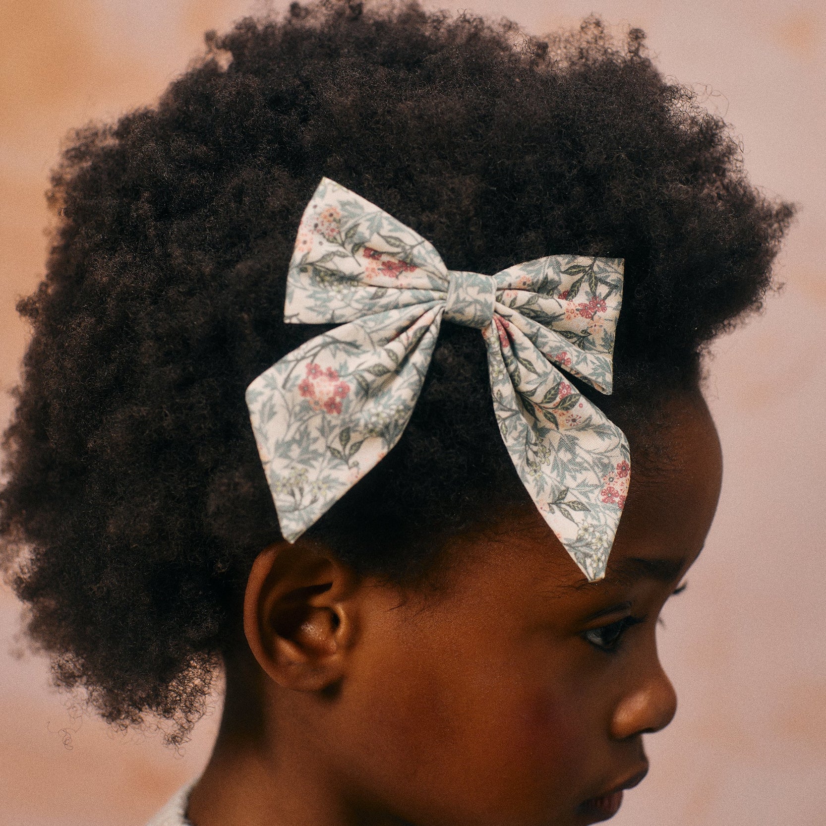 Hair Slide with Floral Bow for Baby Girls, Beige/Green/Pink