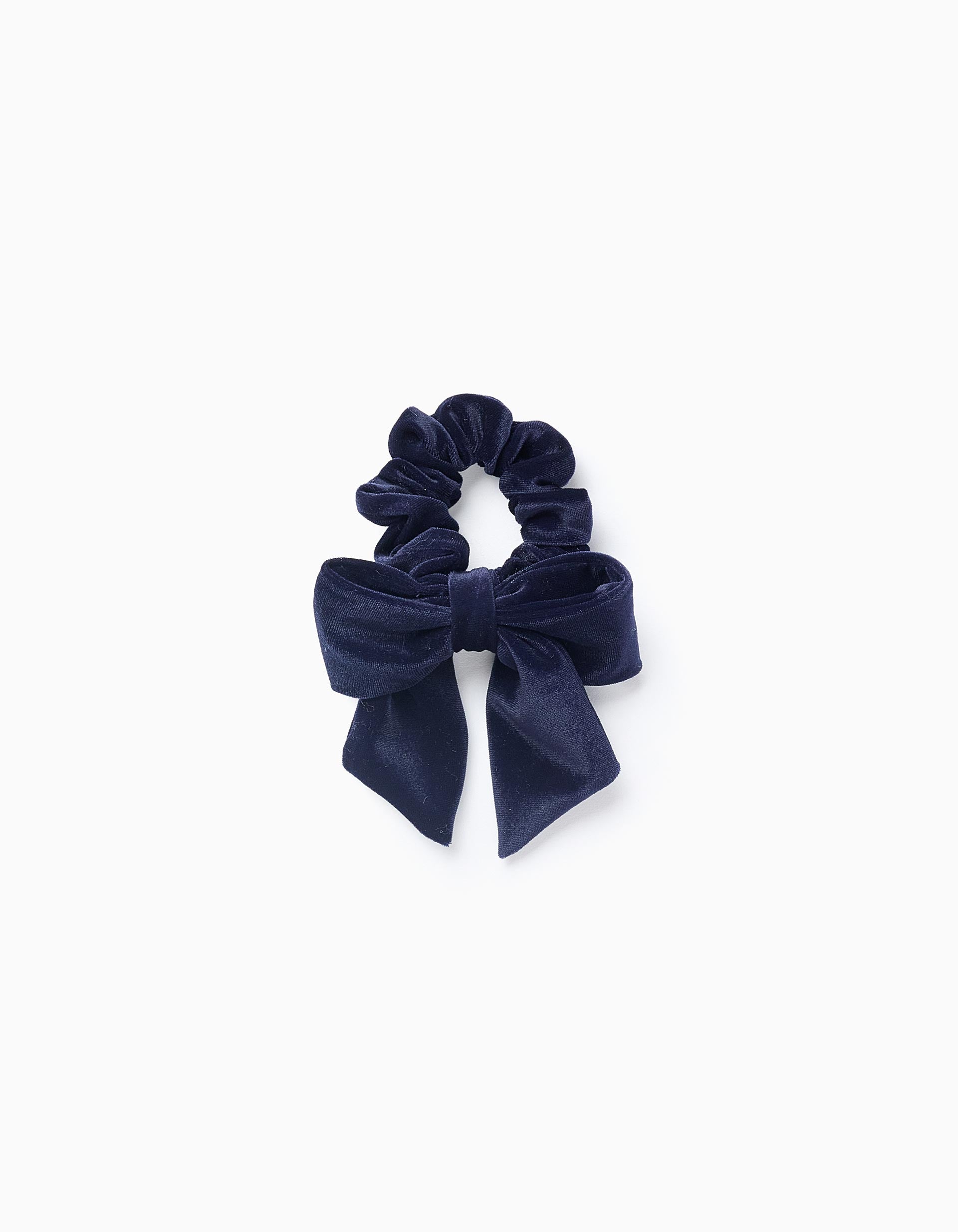 Velvet Bow Scrunchie for Baby Girls and Girls, Dark Blue