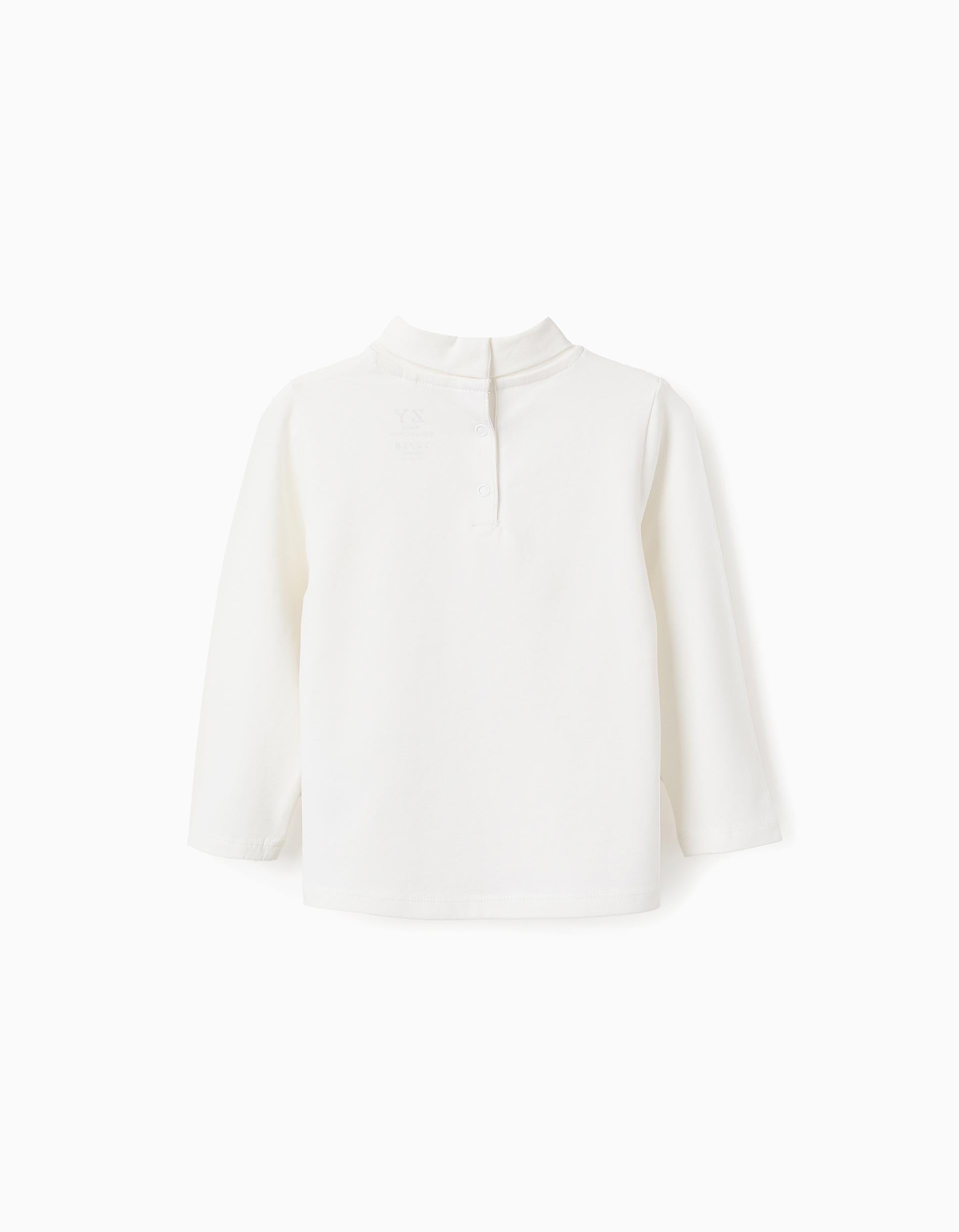 High Neck Long-Sleeved Top for Baby Girls, White