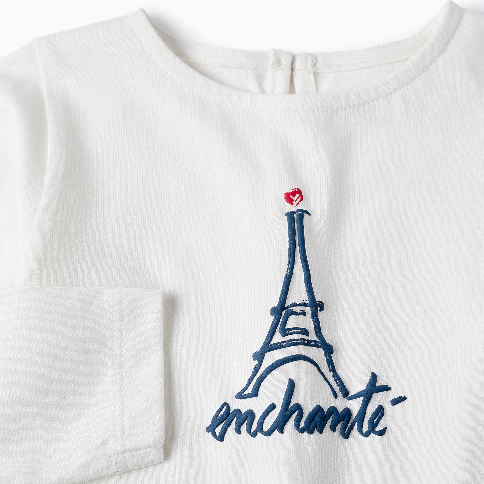 Long-sleeved T-shirt for Baby Girls 'Eiffel Tower', White