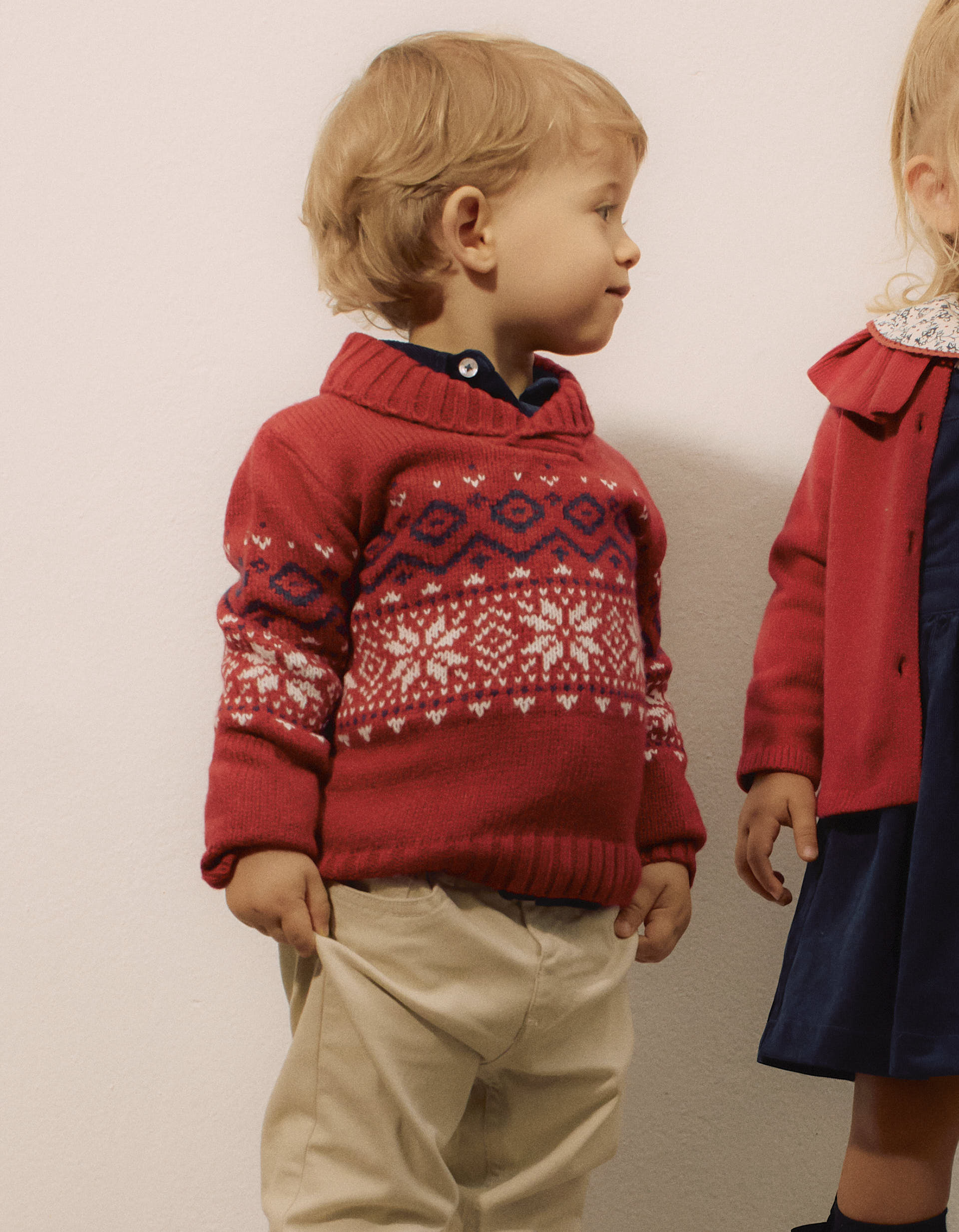 Jumper with Shawl Collar for Baby Boys, Red