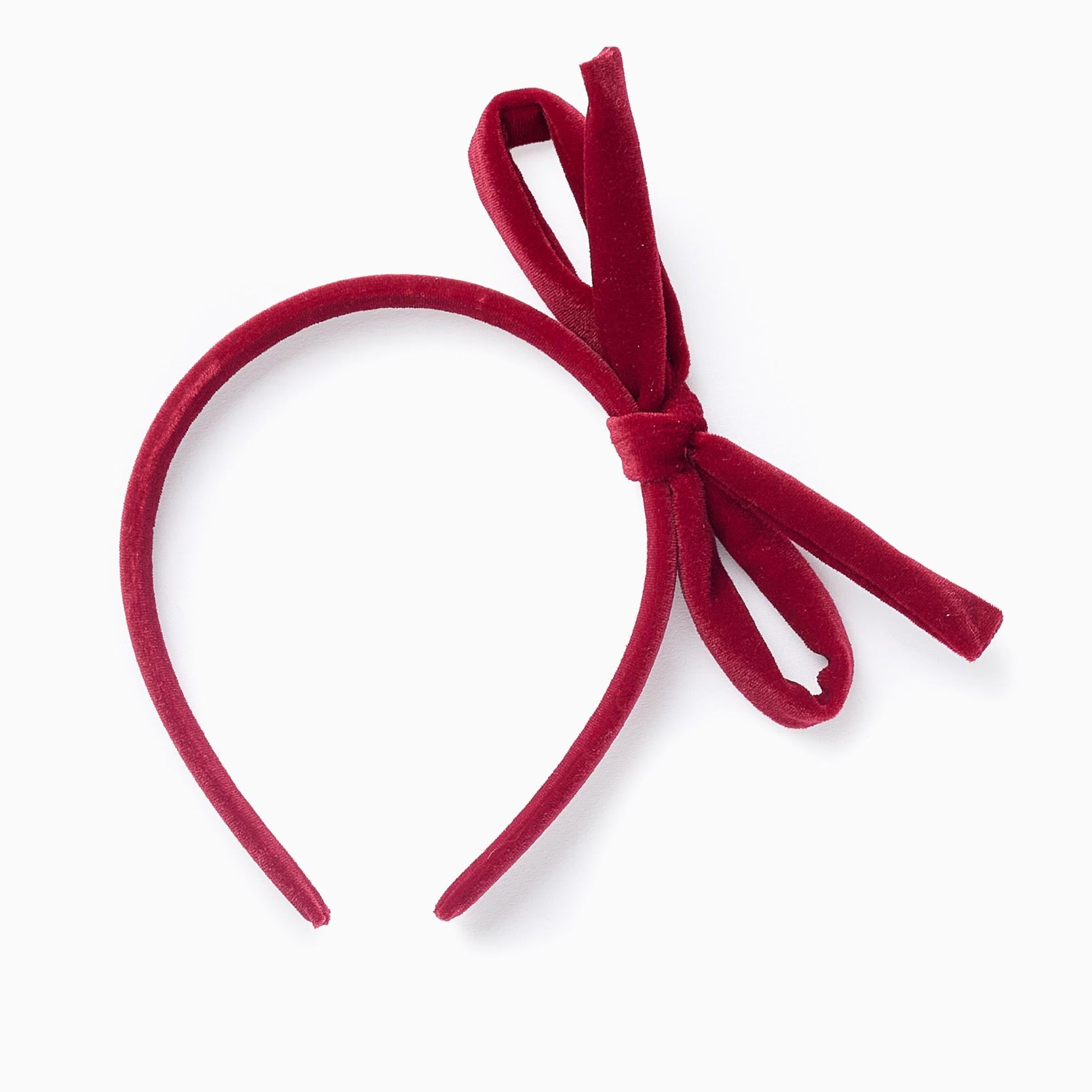 Velvet Headband with Bow for Baby and Girls, Burgundy