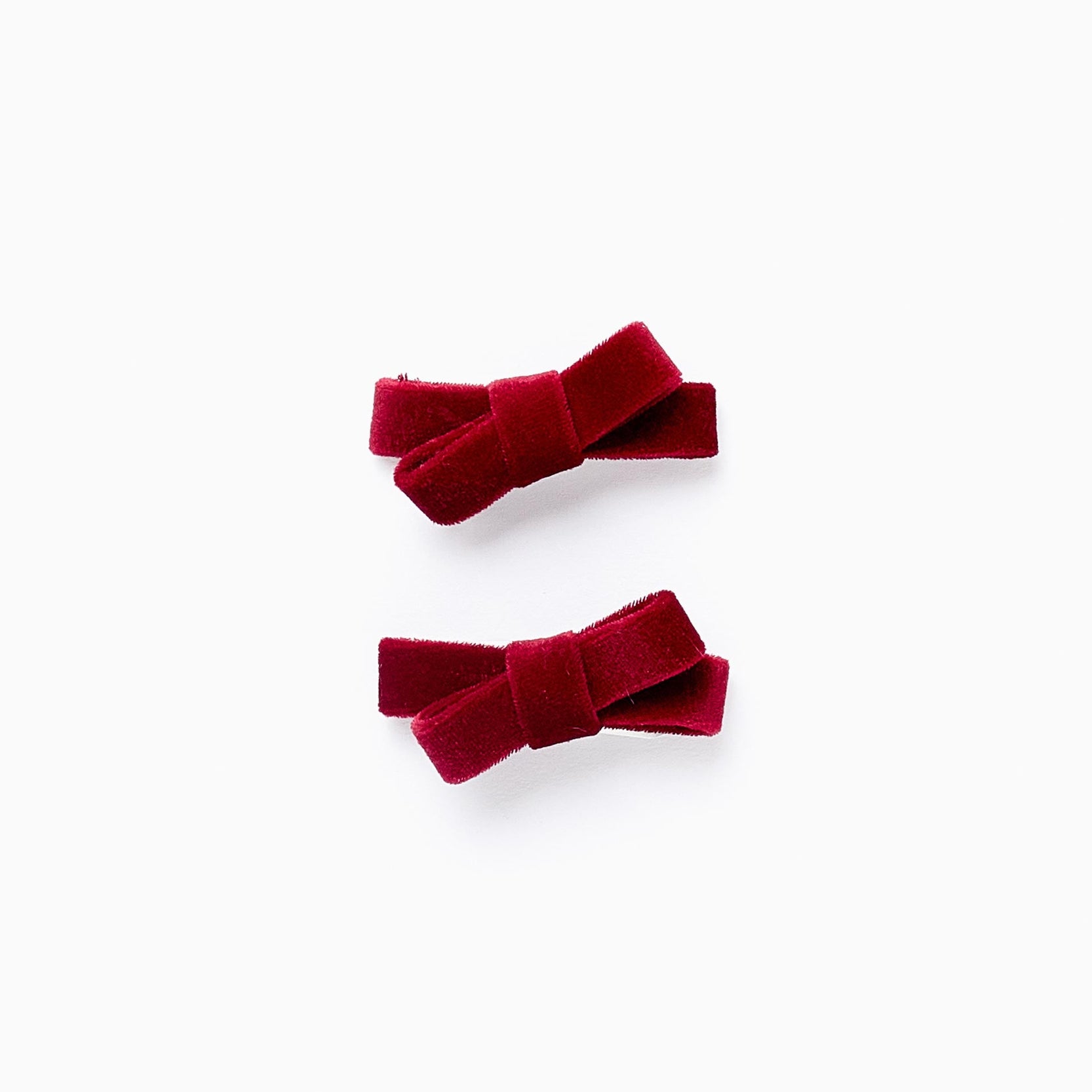 Pack of 2 Hair Clips with Velvet Bow for Baby and Girls, Burgundy