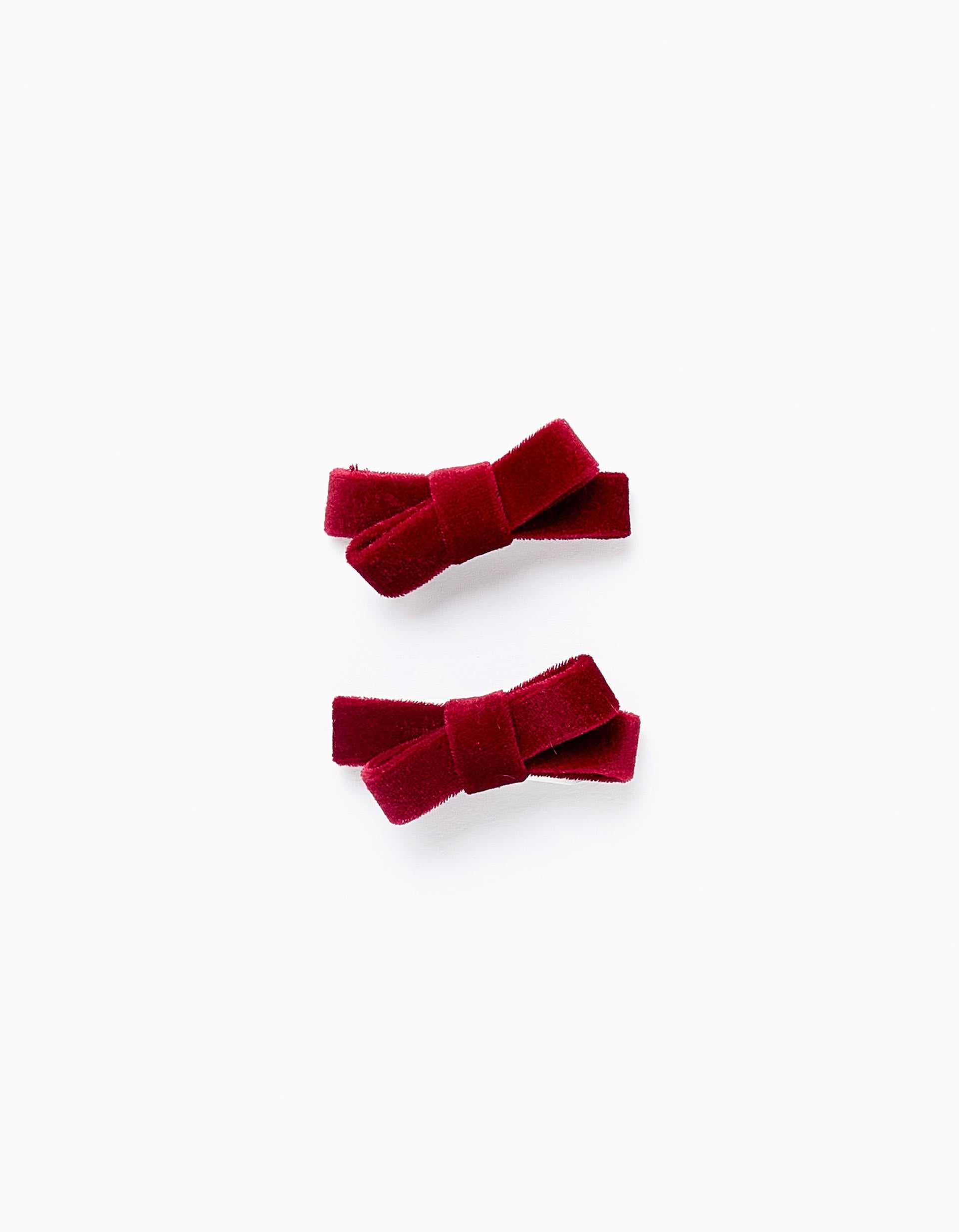 Pack of 2 Hair Clips with Velvet Bow for Baby and Girls, Burgundy