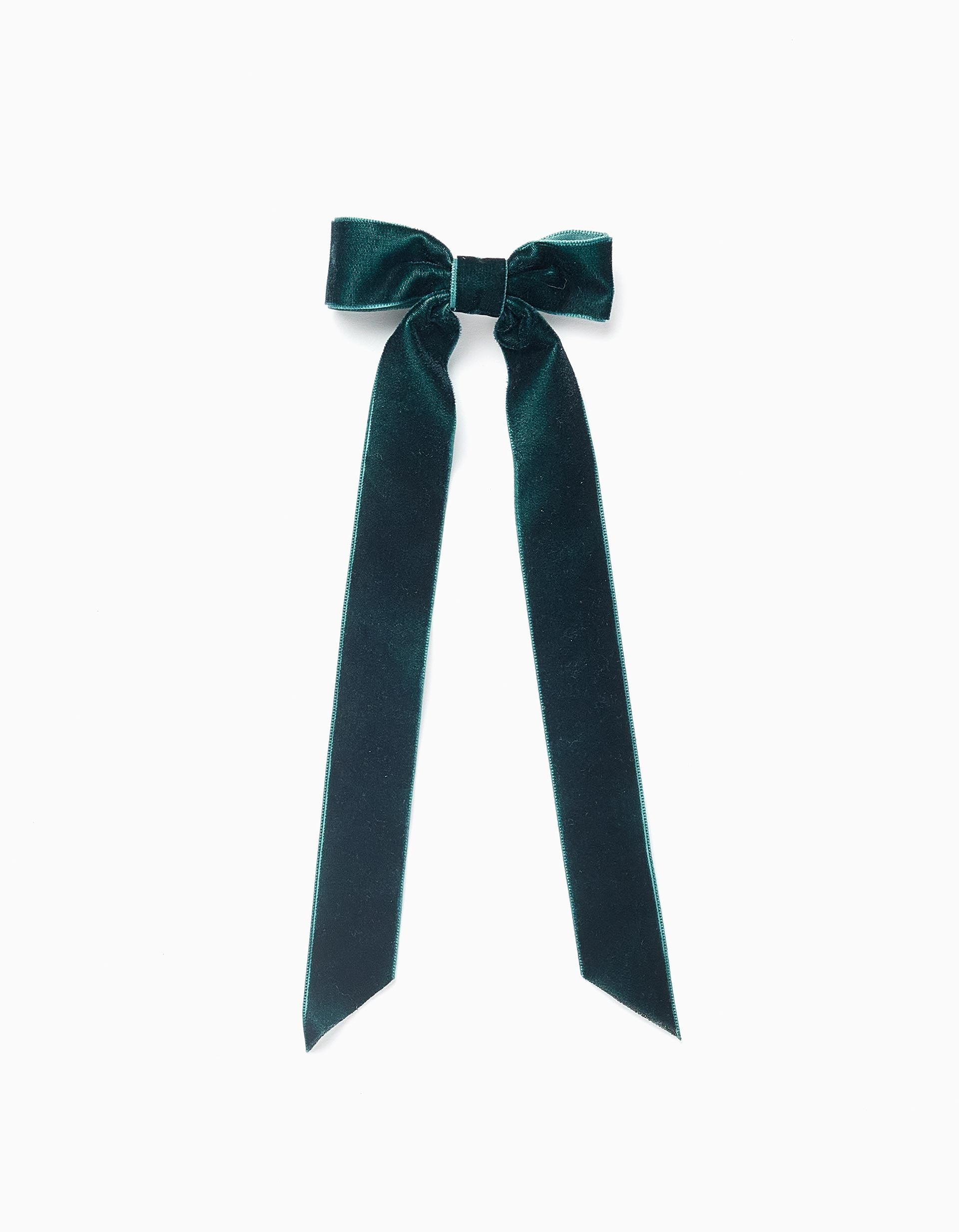 Hair Slide with Velvet Bow for Baby Girls, Green