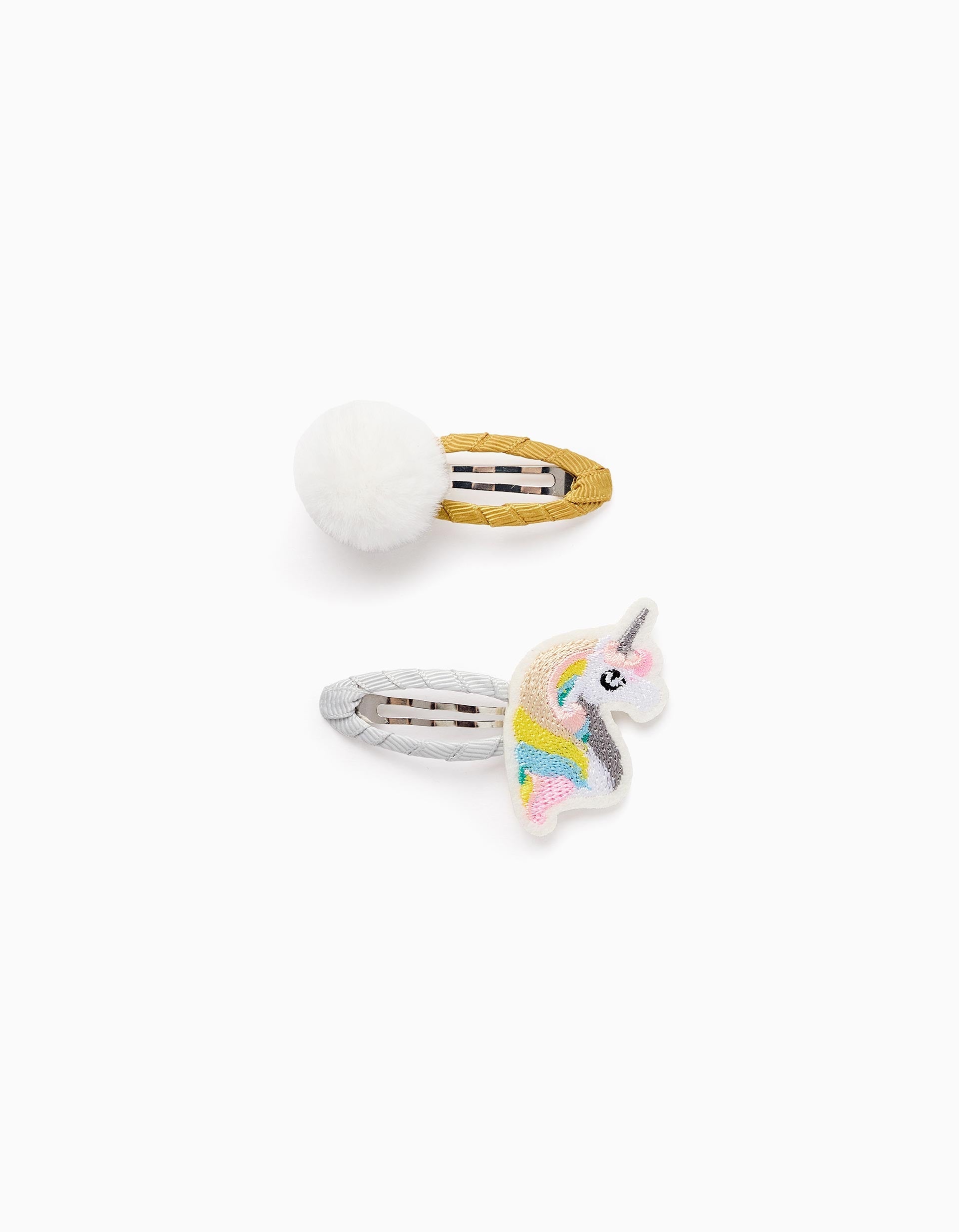 Pack of 2 Hair Clips for Babies and Girls 'Pompom & Unicorn', Multicolour