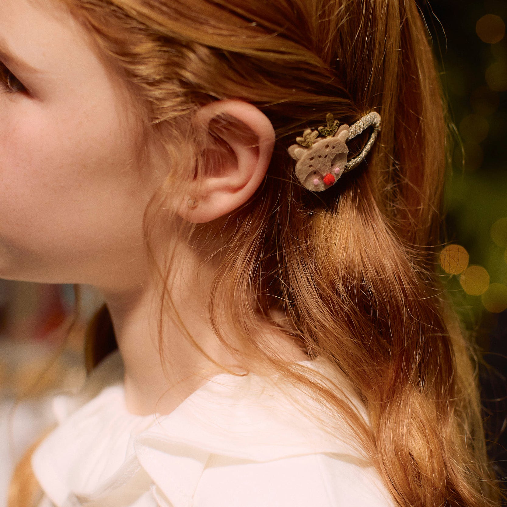 Pack of 2 Glitter Hair Clips for Babies and Girls 'Reindeer', Gold