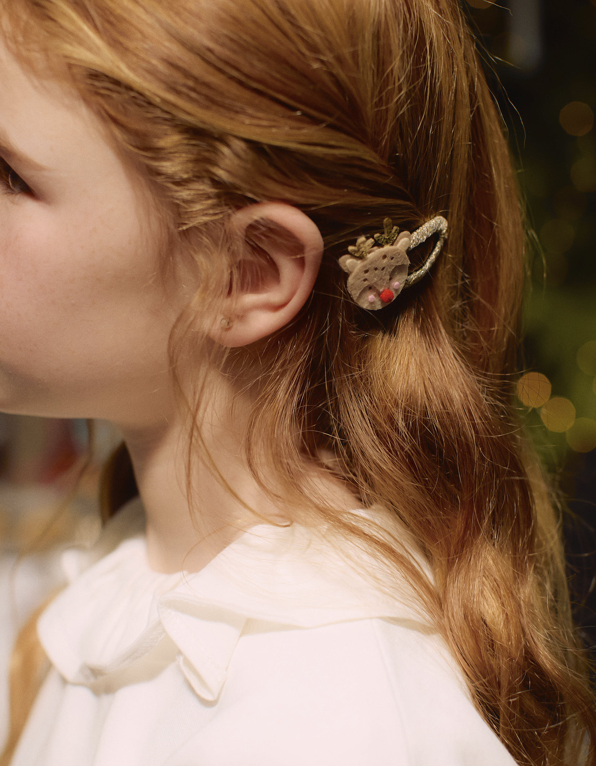 Pack of 2 Glitter Hair Clips for Babies and Girls 'Reindeer', Gold