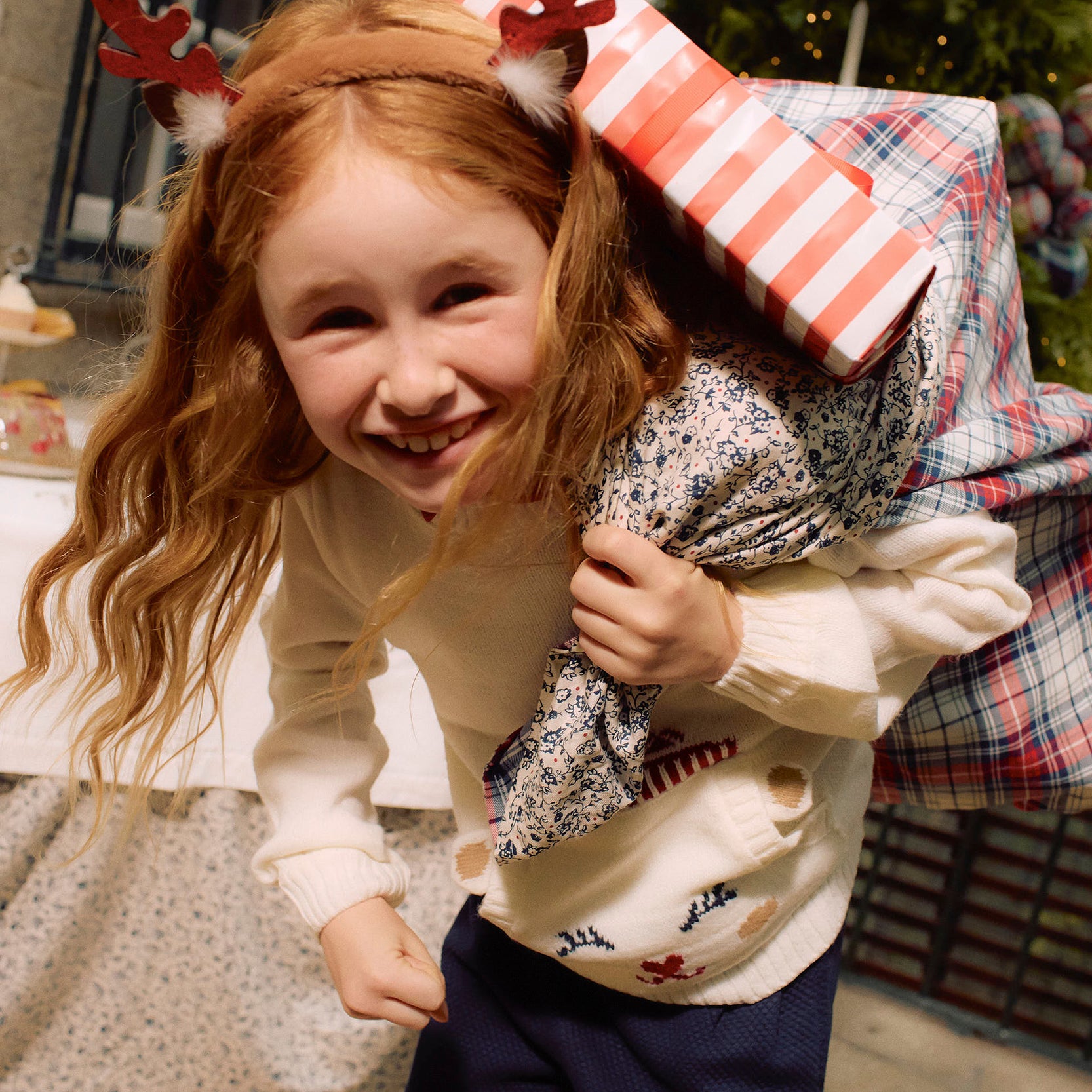 Headband with Glitter for Babies and Girls 'Reindeer', Brown/Red