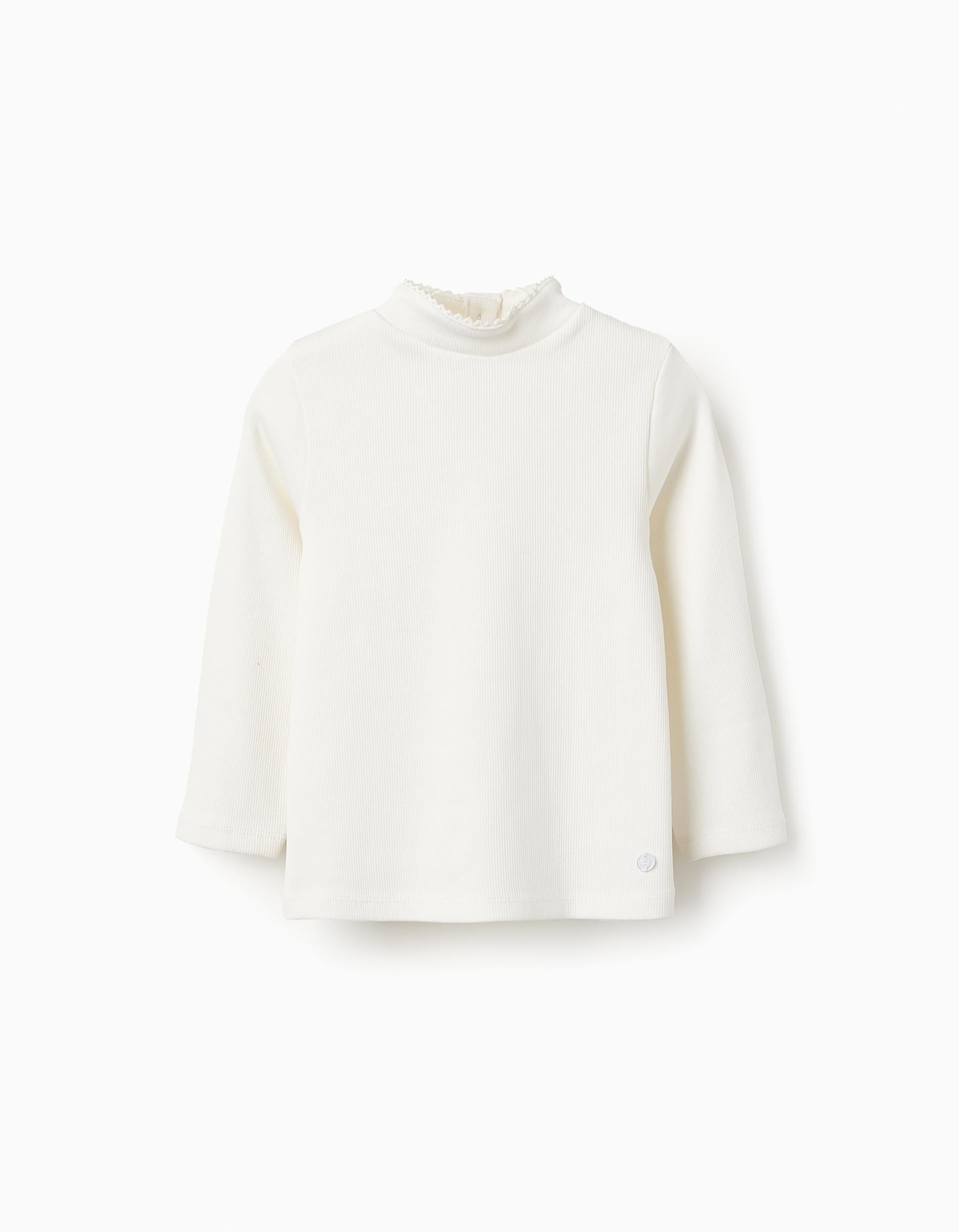 Ribbed Mock Turtleneck Jumper for Baby Girls, White