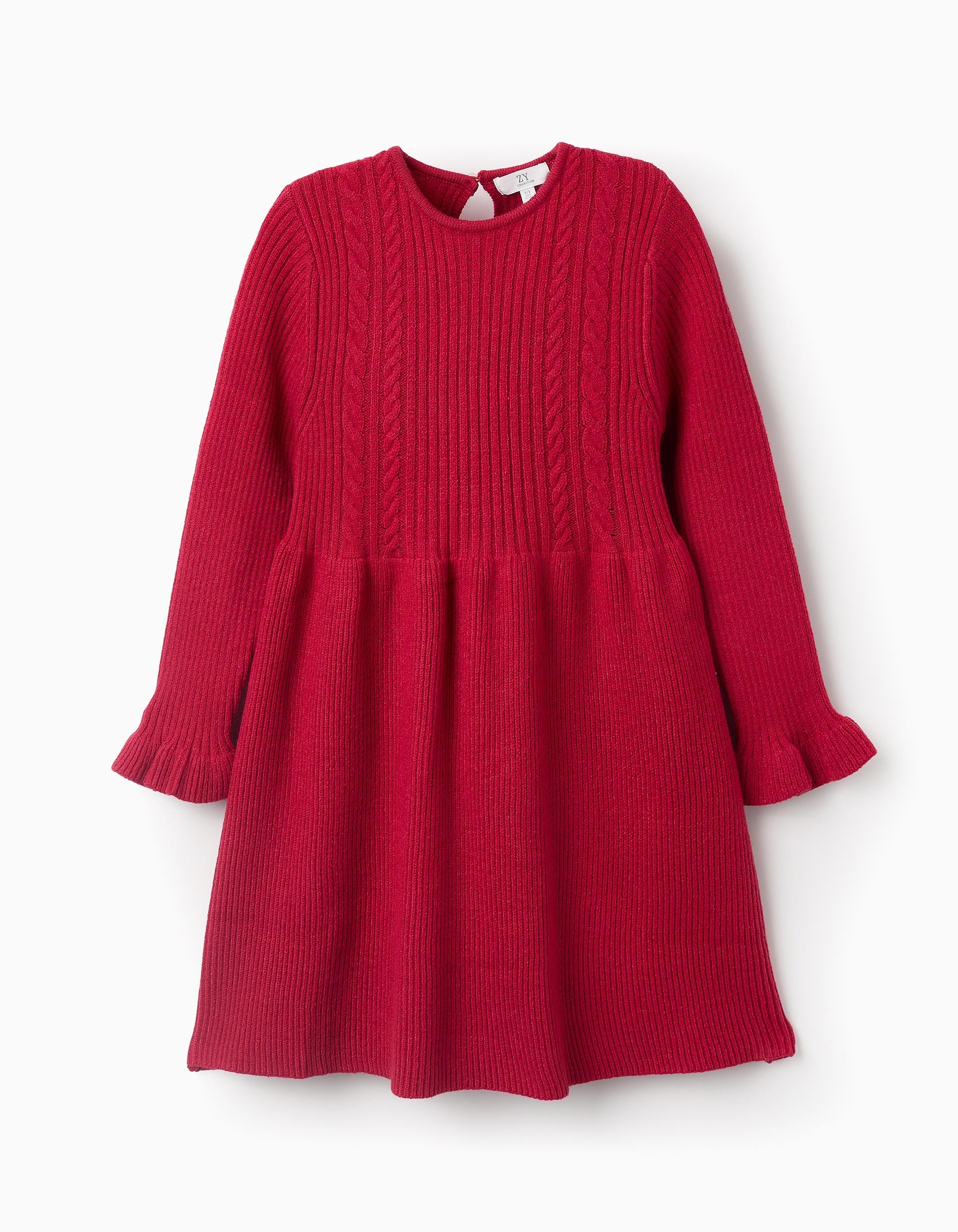 Ribbed Dress for Girls, Red