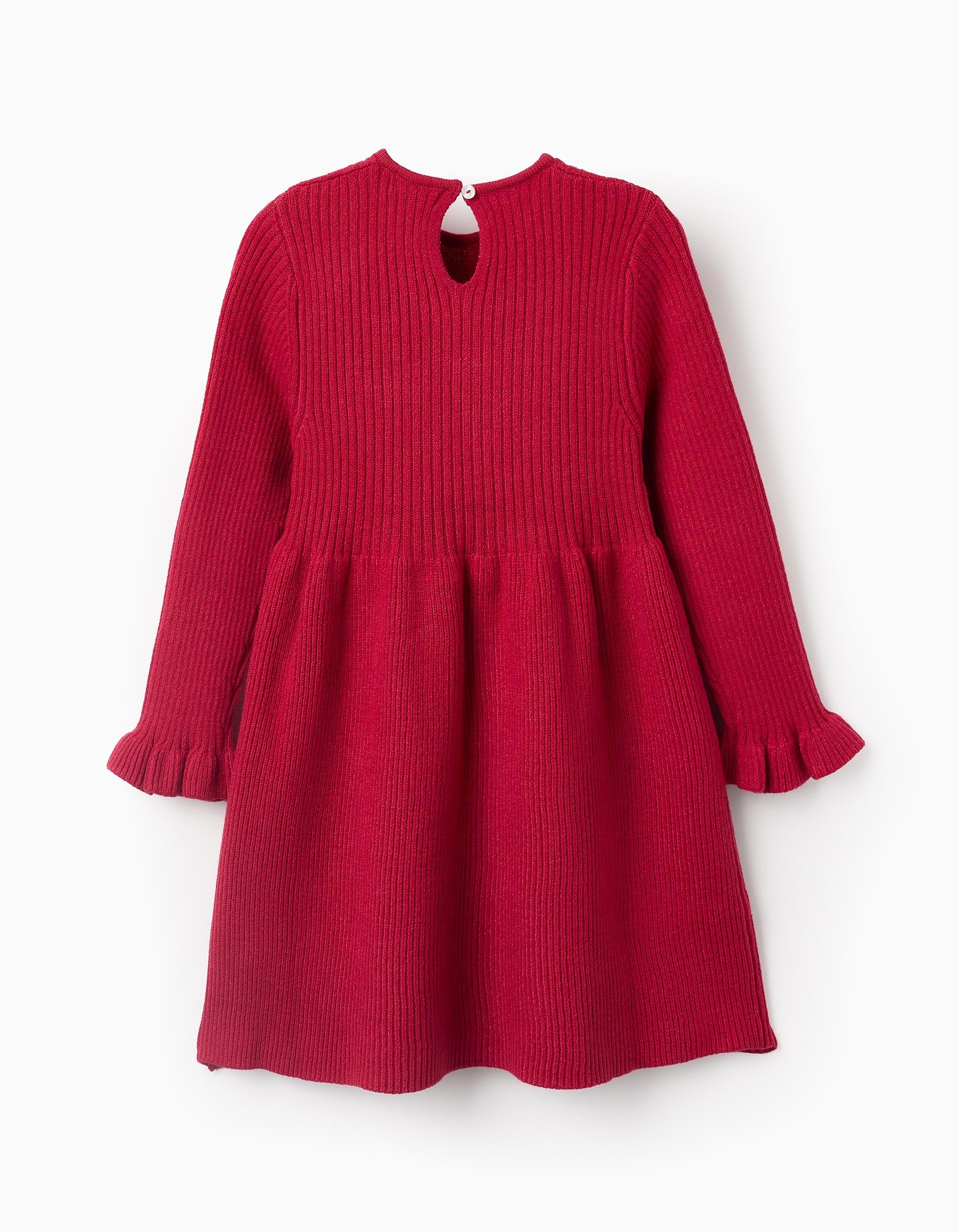 Ribbed Dress for Girls, Red