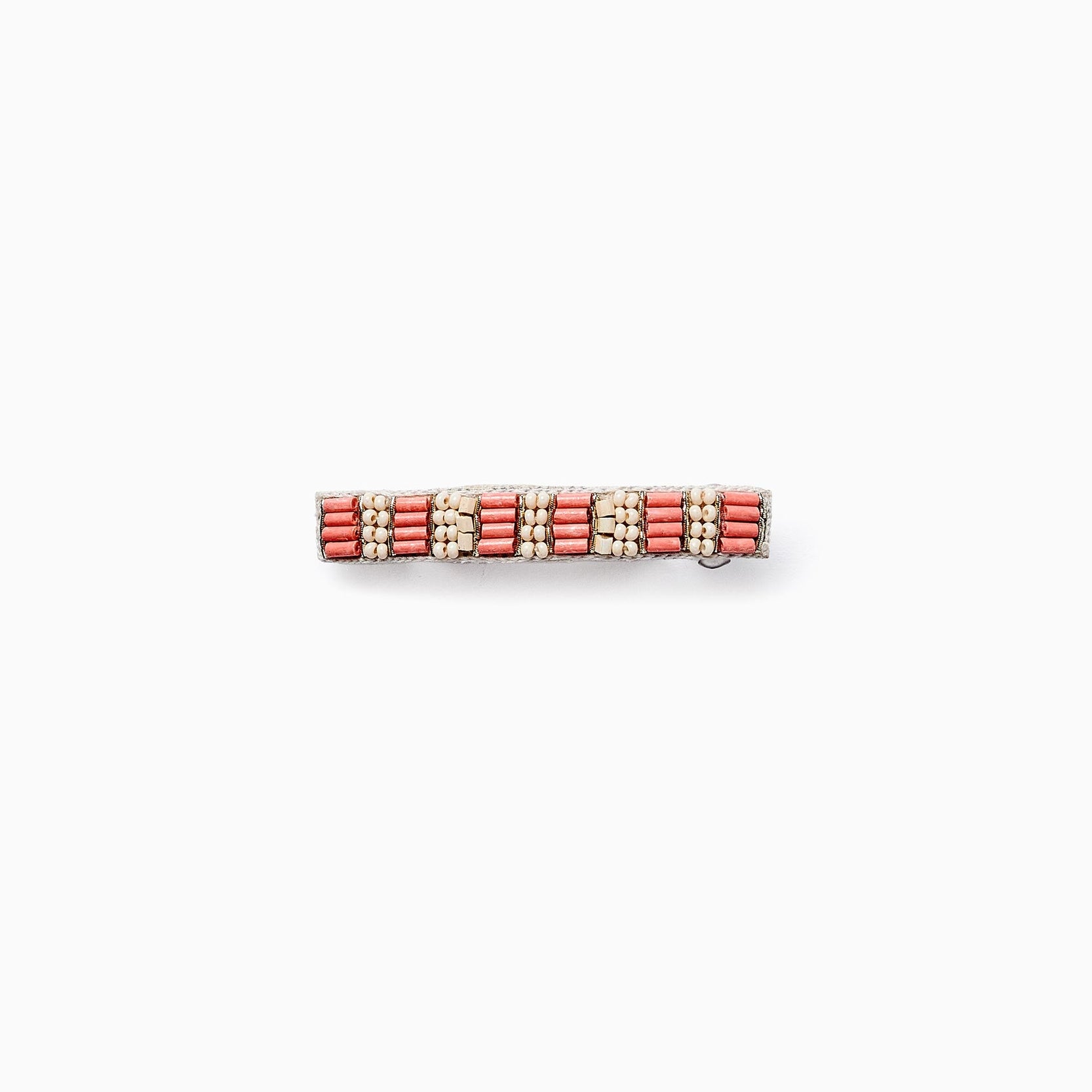 Beaded Hair Slide for Baby Girls and Girls, Beige/Coral