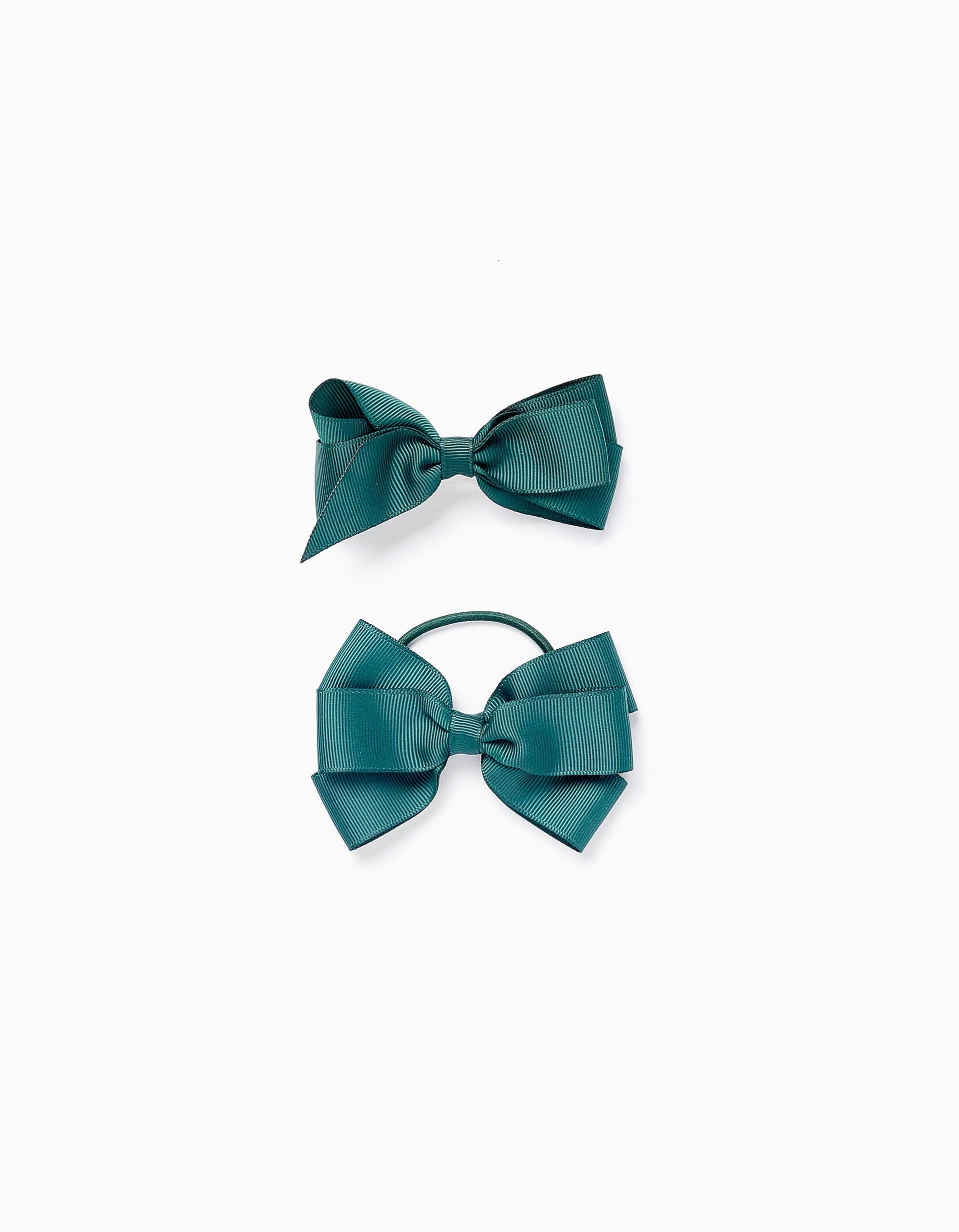Pack Hair Clip + Hair Band with Bows for Baby Girls, Green