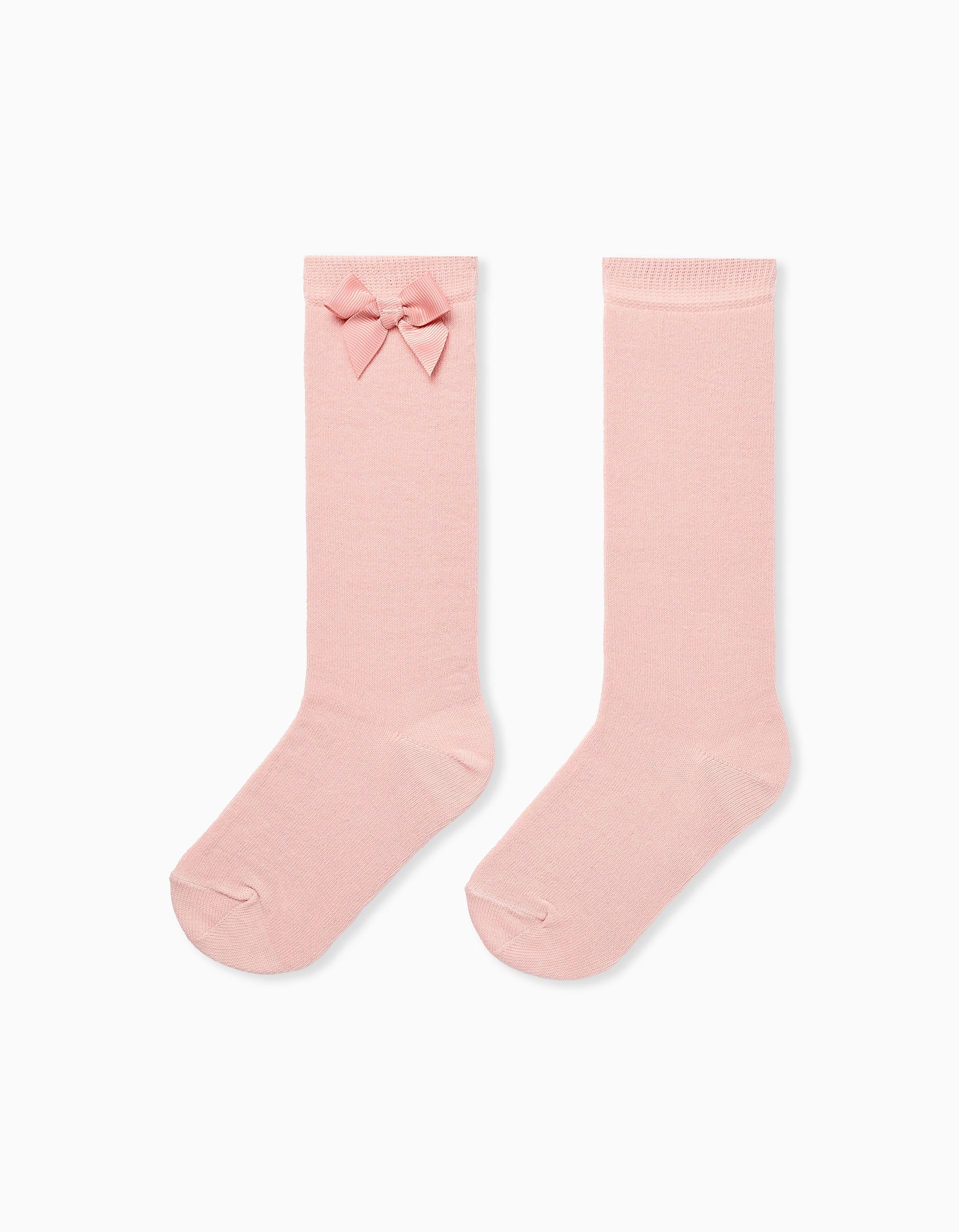 HIGH SOCK GROSGR BOW, LIGHT PINK, 31/34-SOCKS-KID GIRL