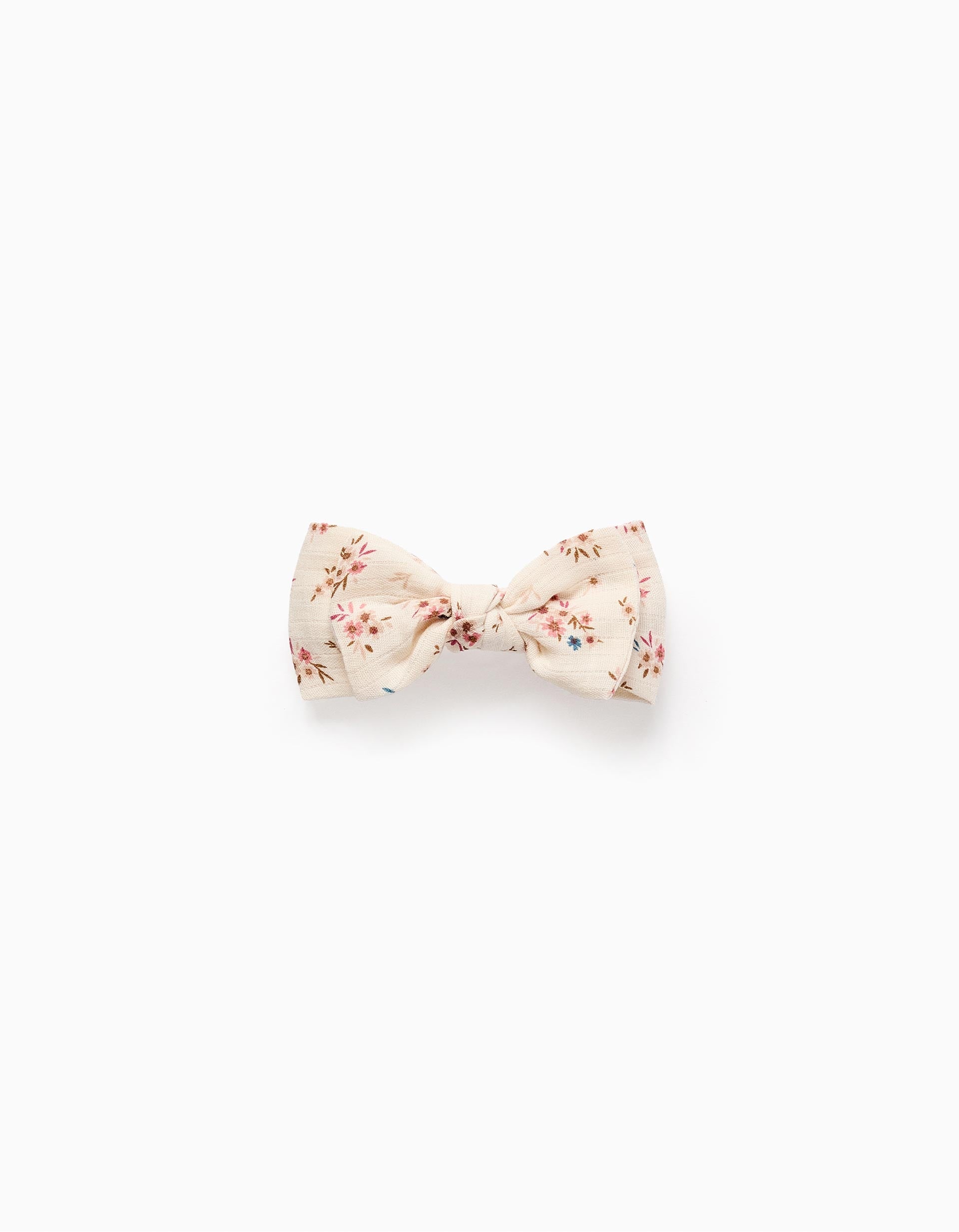 Hair Slide with Floral Bow for Baby and Girls, Beige