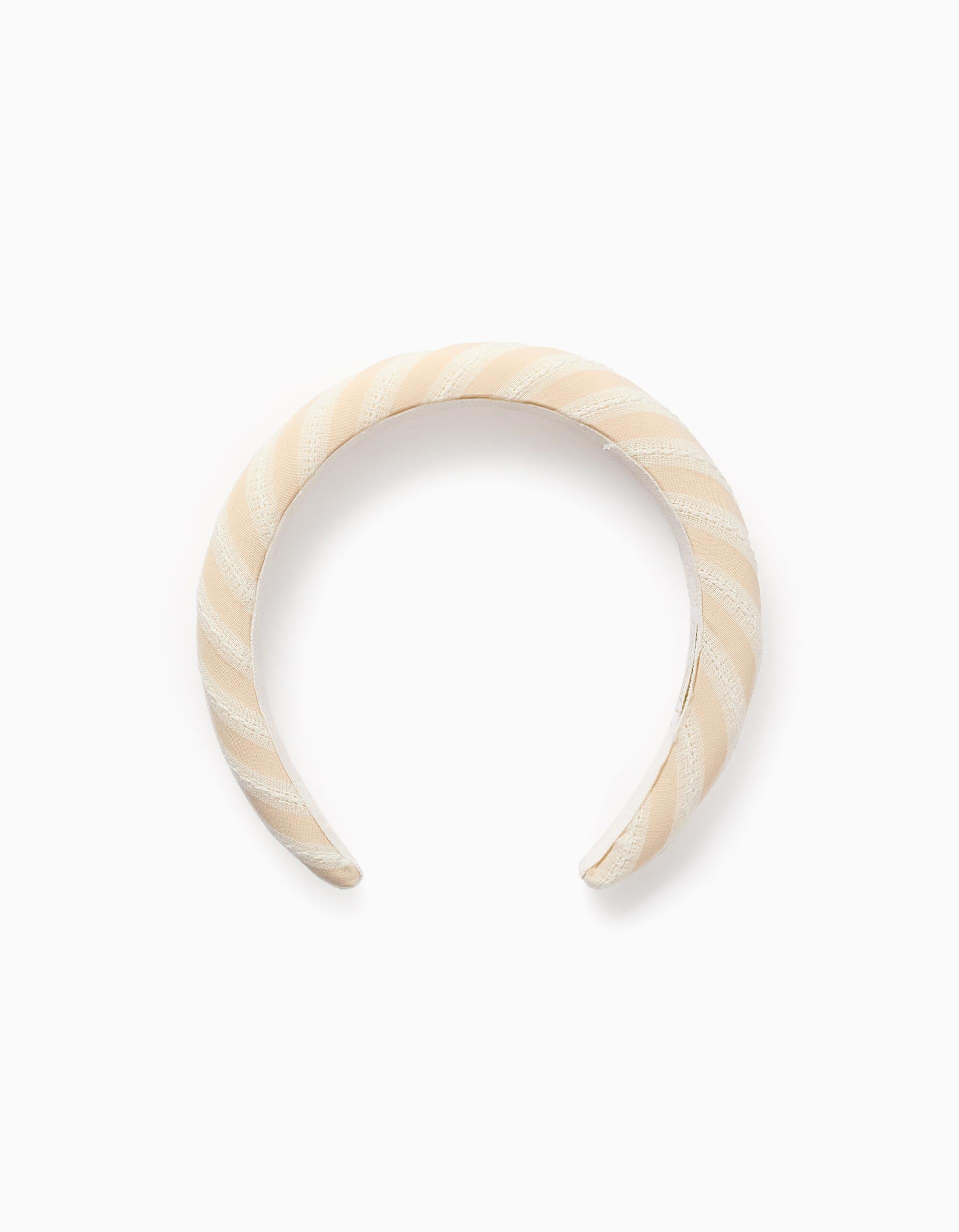 Padded Striped Headband for Baby Girls, White/Beige