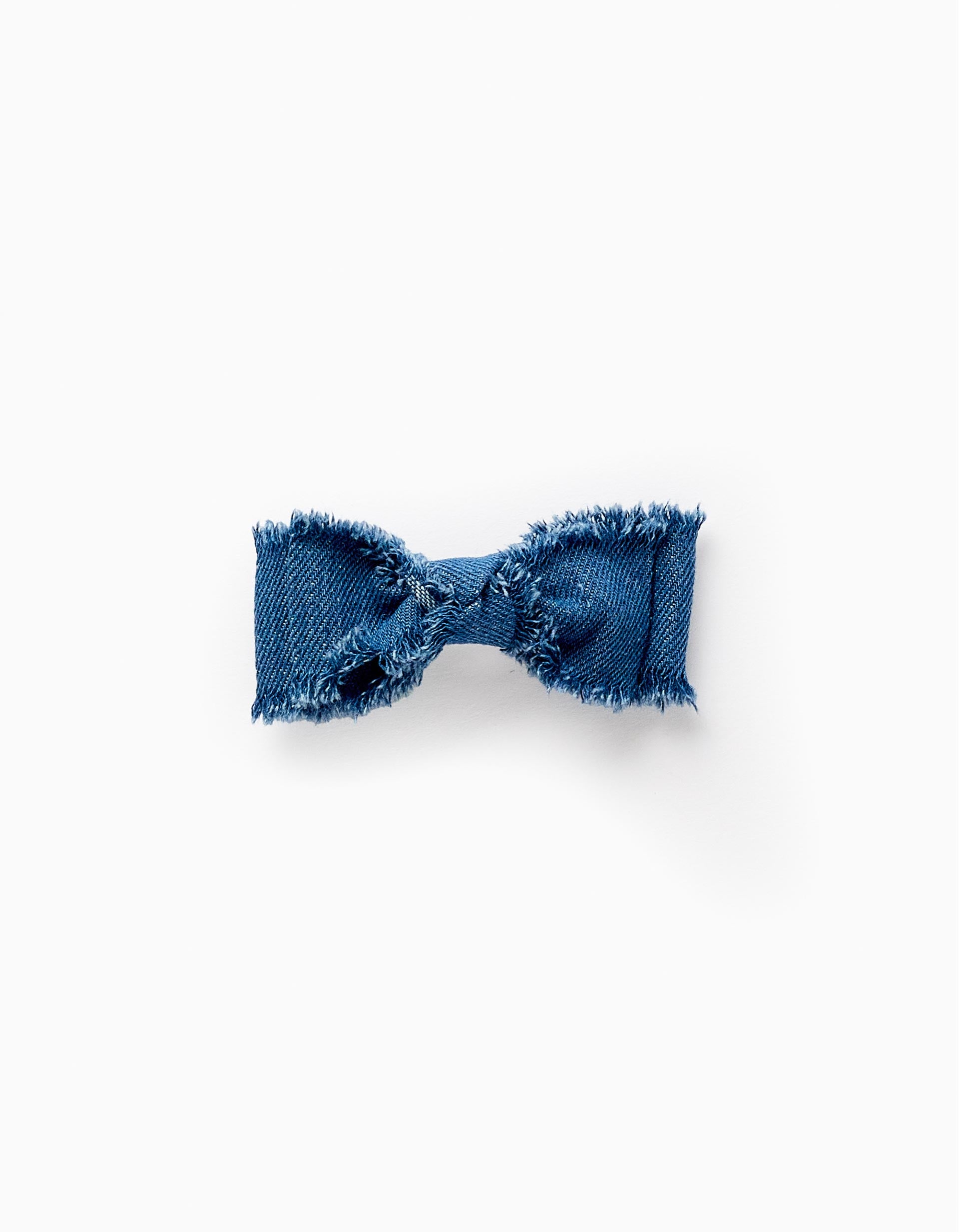 Hair Slide with Frayed Denim Bow for Babies and Girls, Blue
