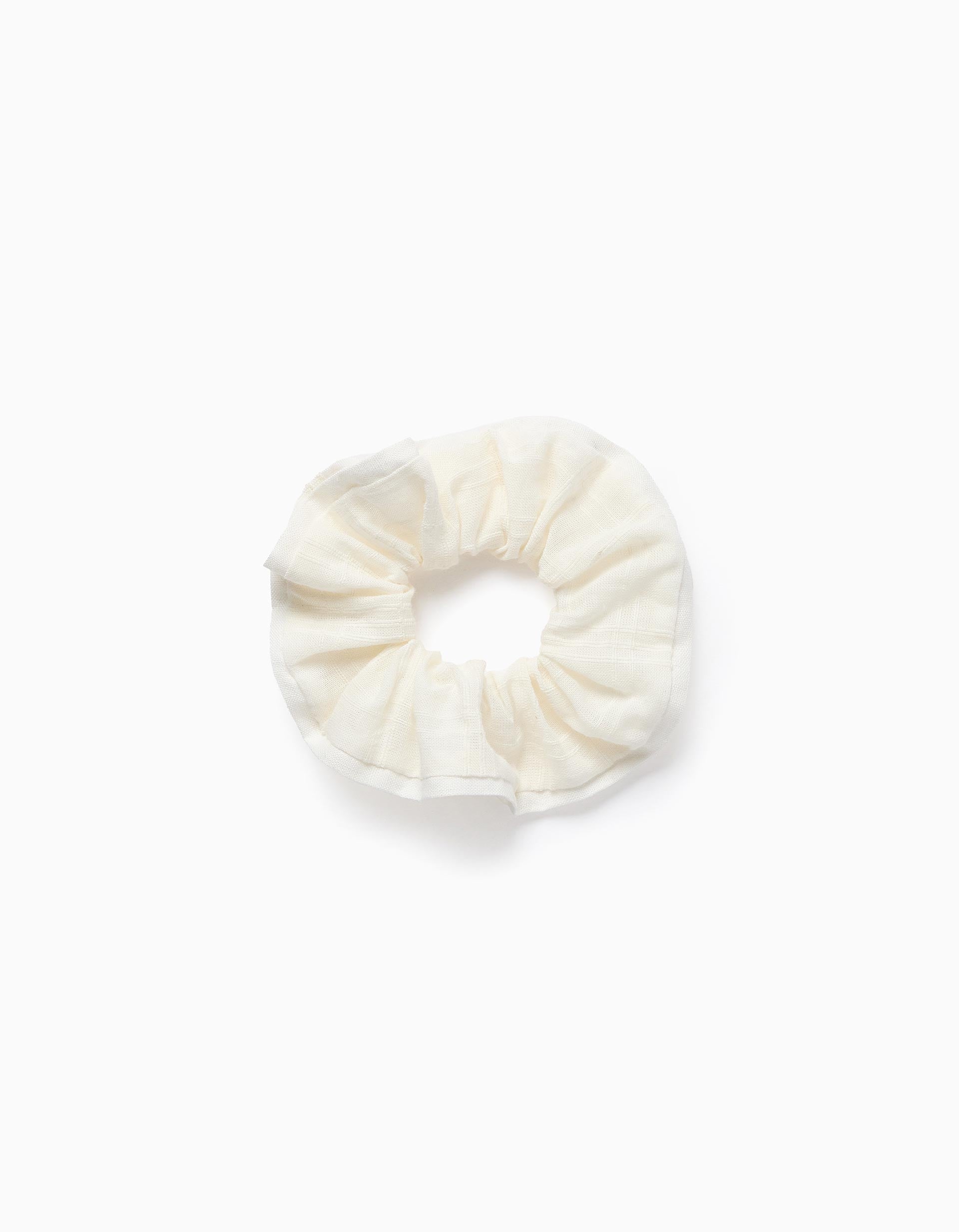 Dobby Fabric Scrunchie for Babies and Girls, White