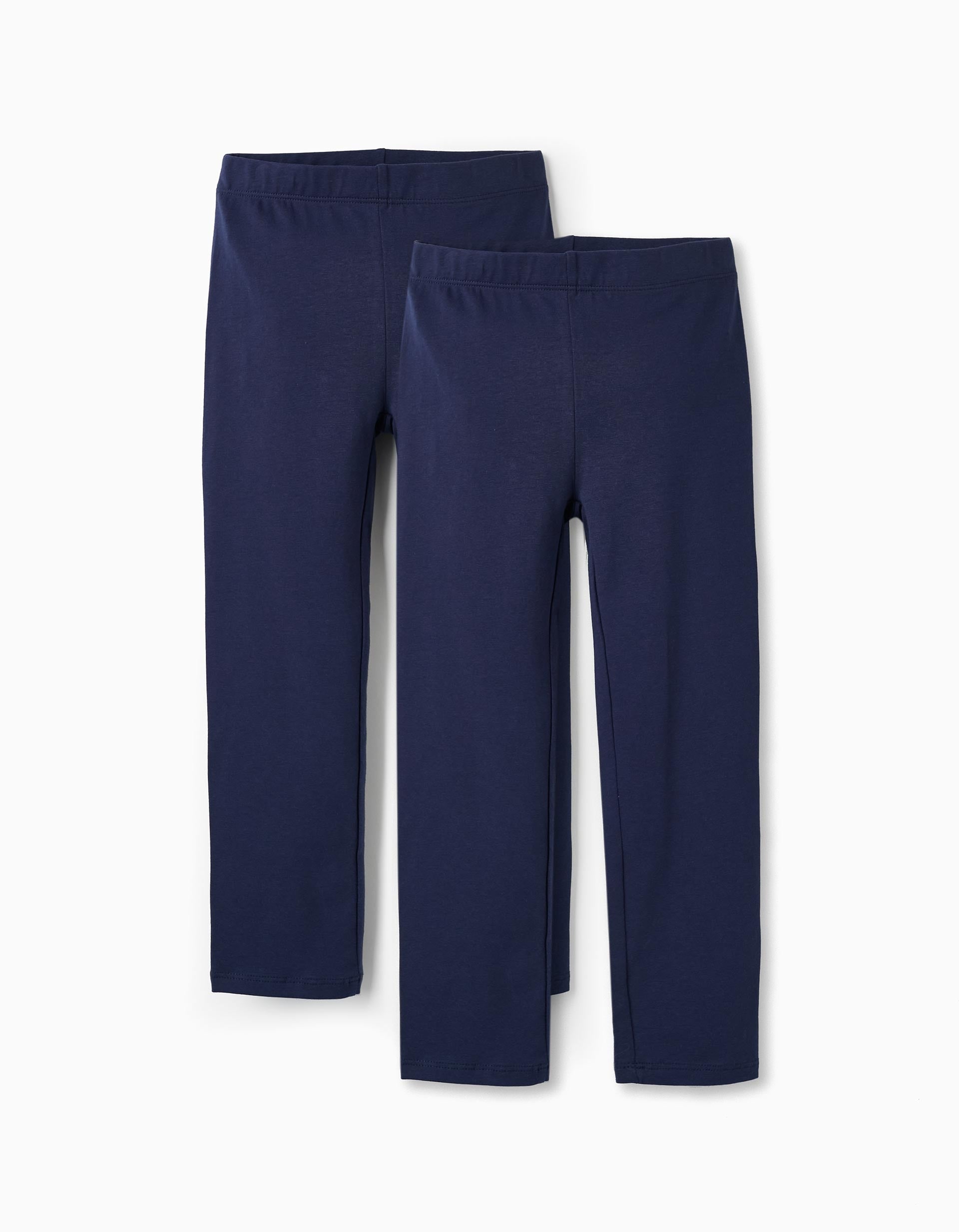 Pack of 2 Pairs of Leggings for Girls, Dark Blue