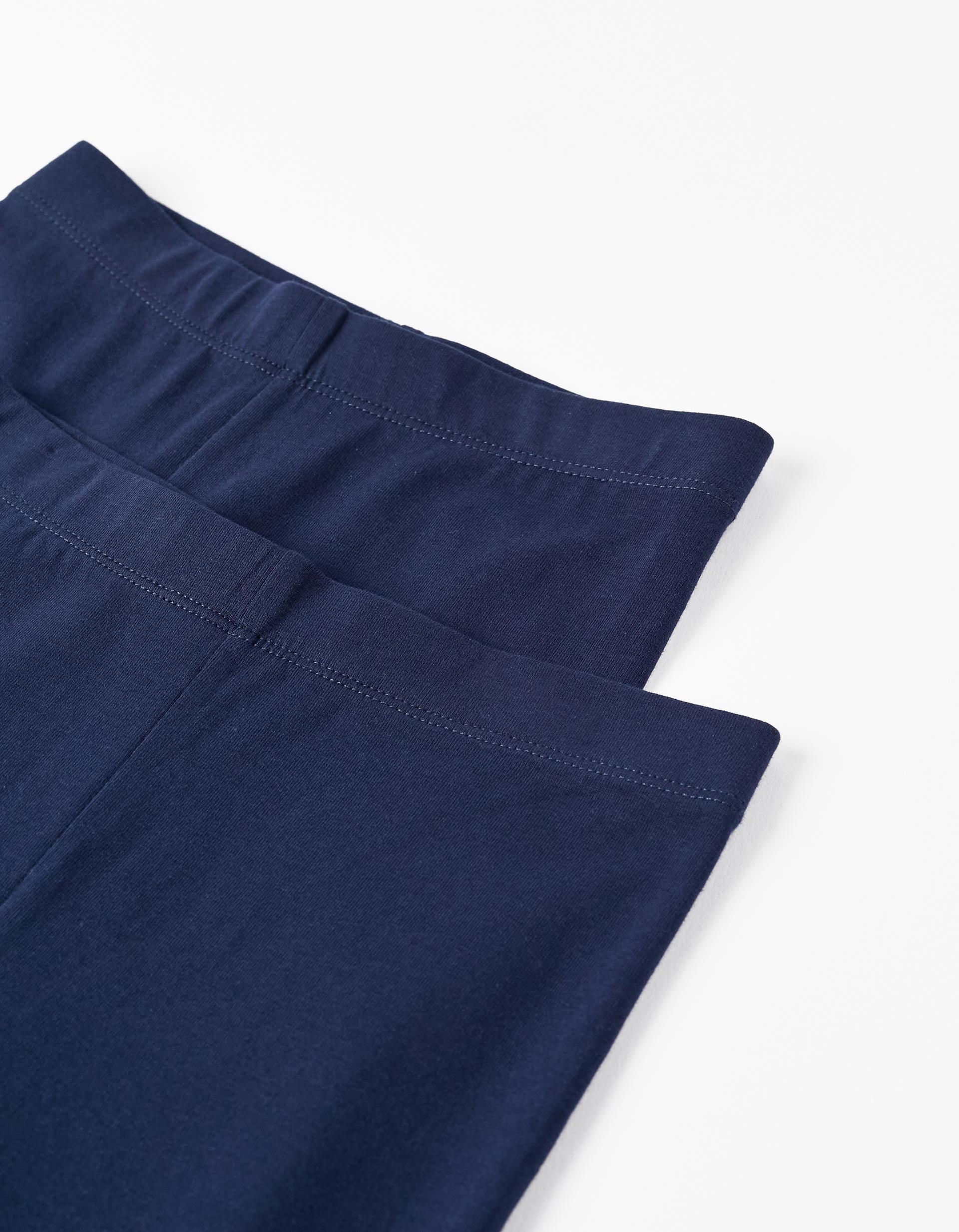 Pack of 2 Pairs of Leggings for Girls, Dark Blue