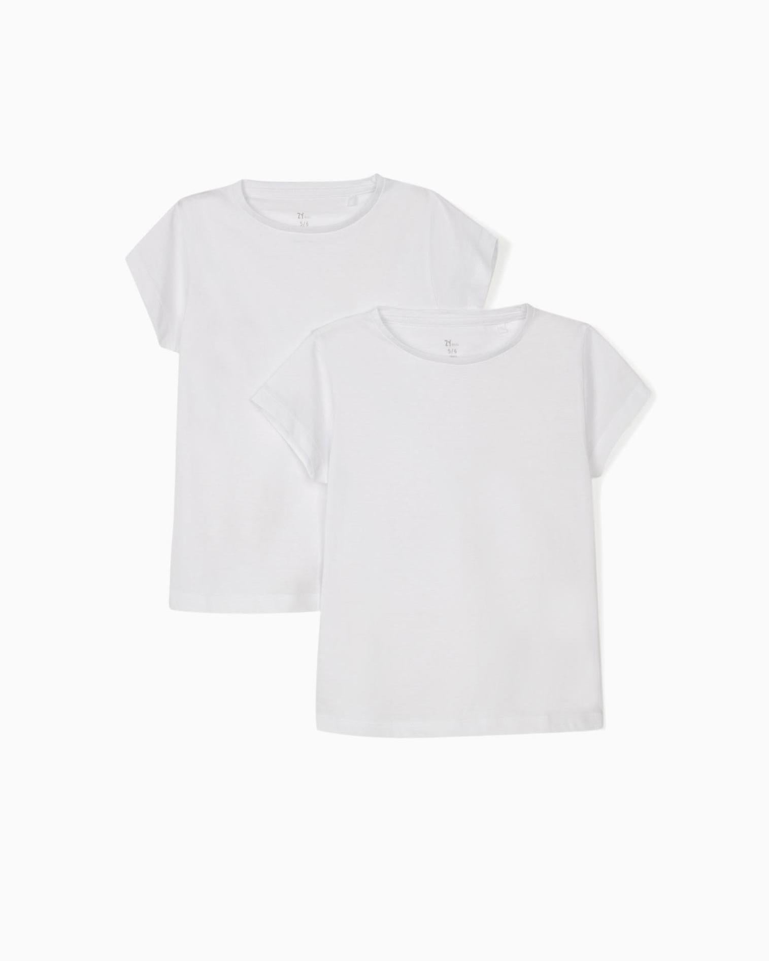 2 Plain T-Shirts for Girls, White