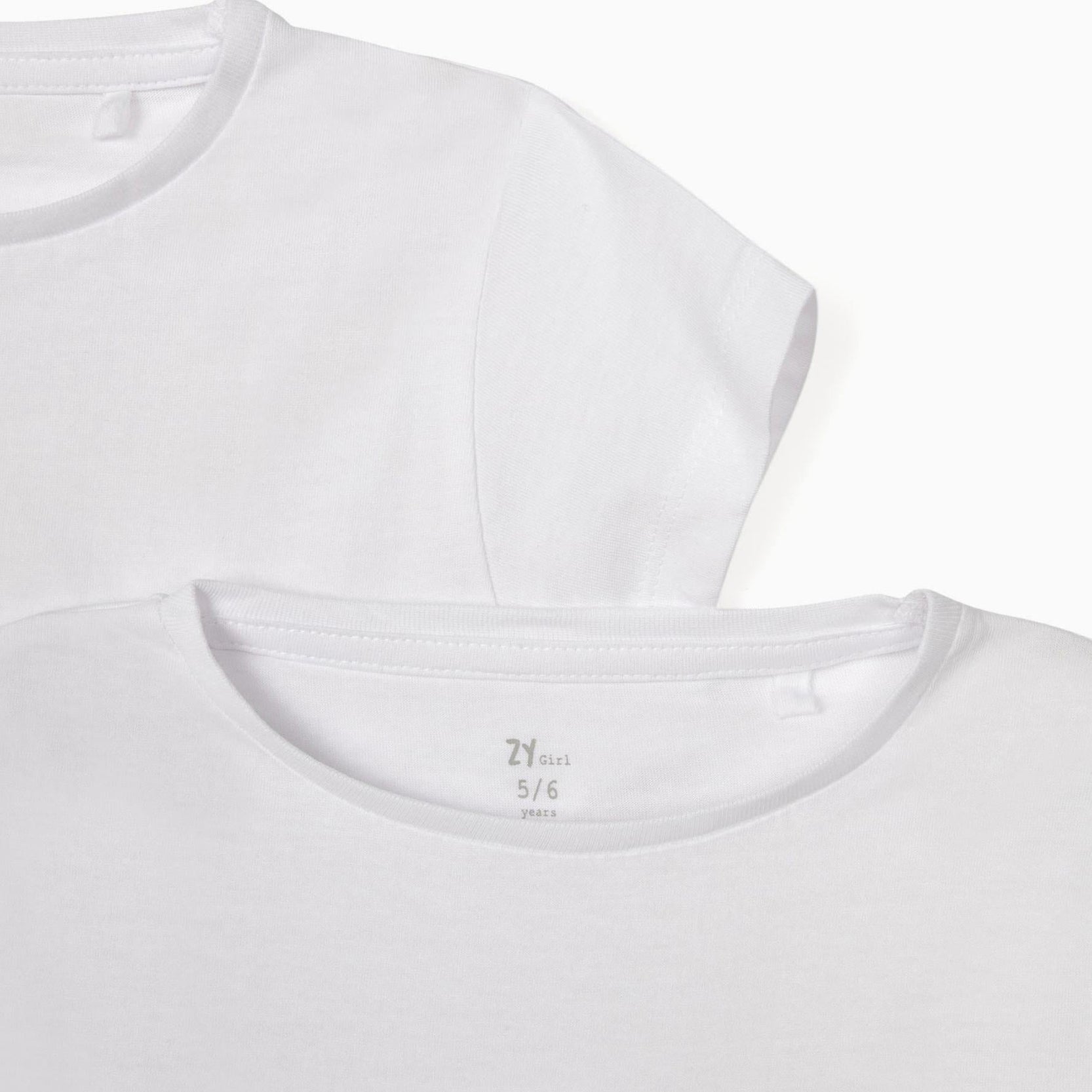 2 Plain T-Shirts for Girls, White