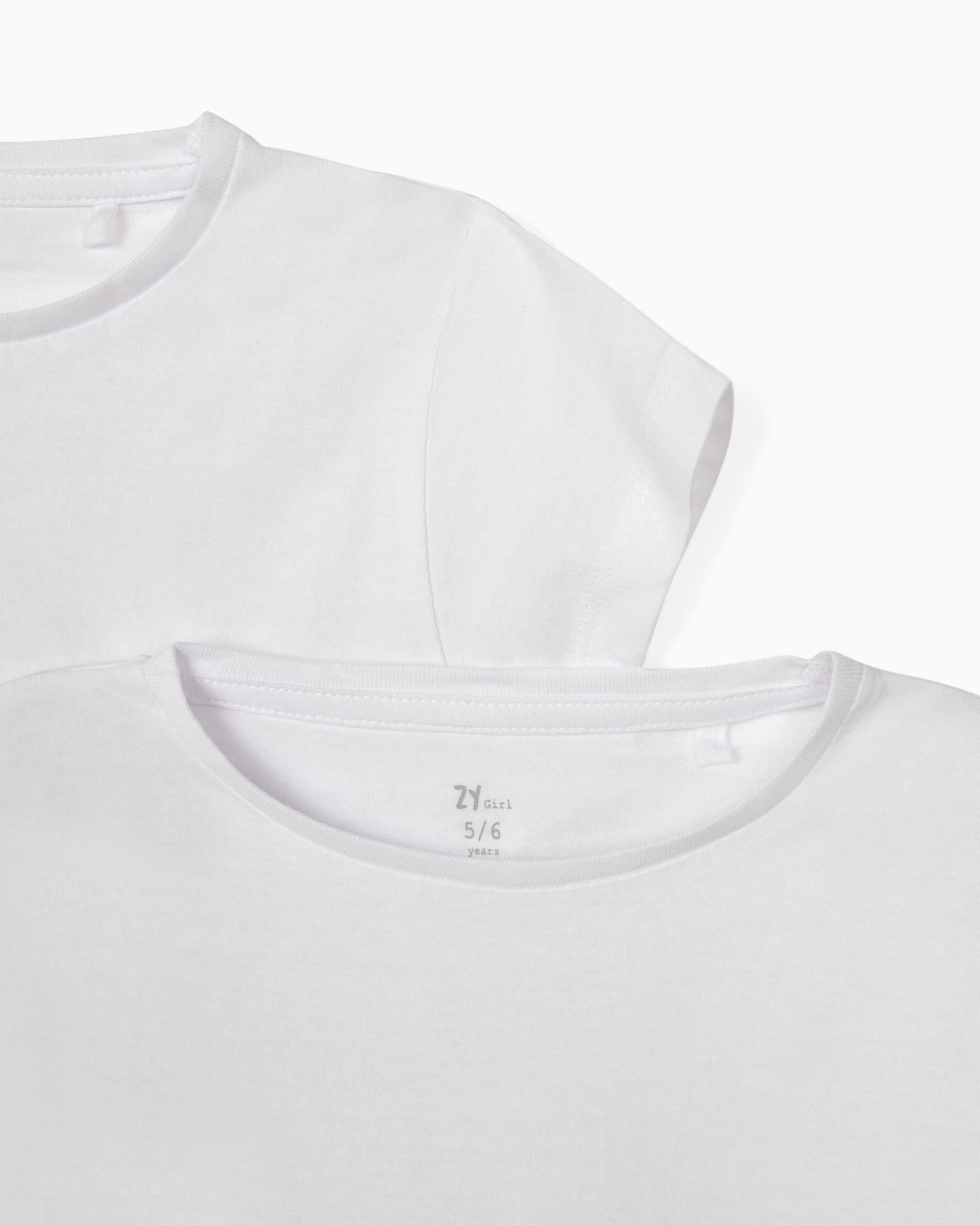 2 Plain T-Shirts for Girls, White