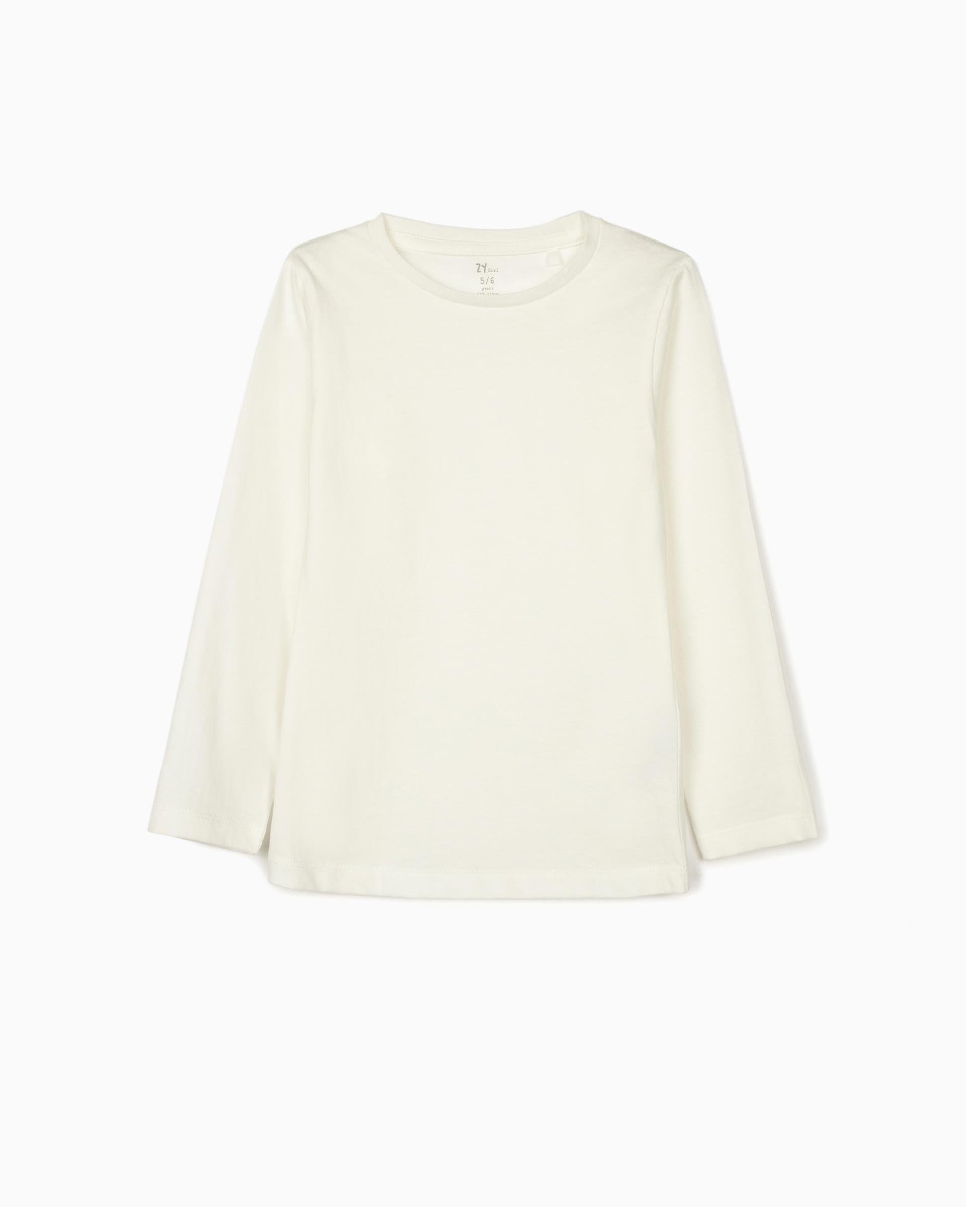 2 Long Sleeve Tops for Girls, White