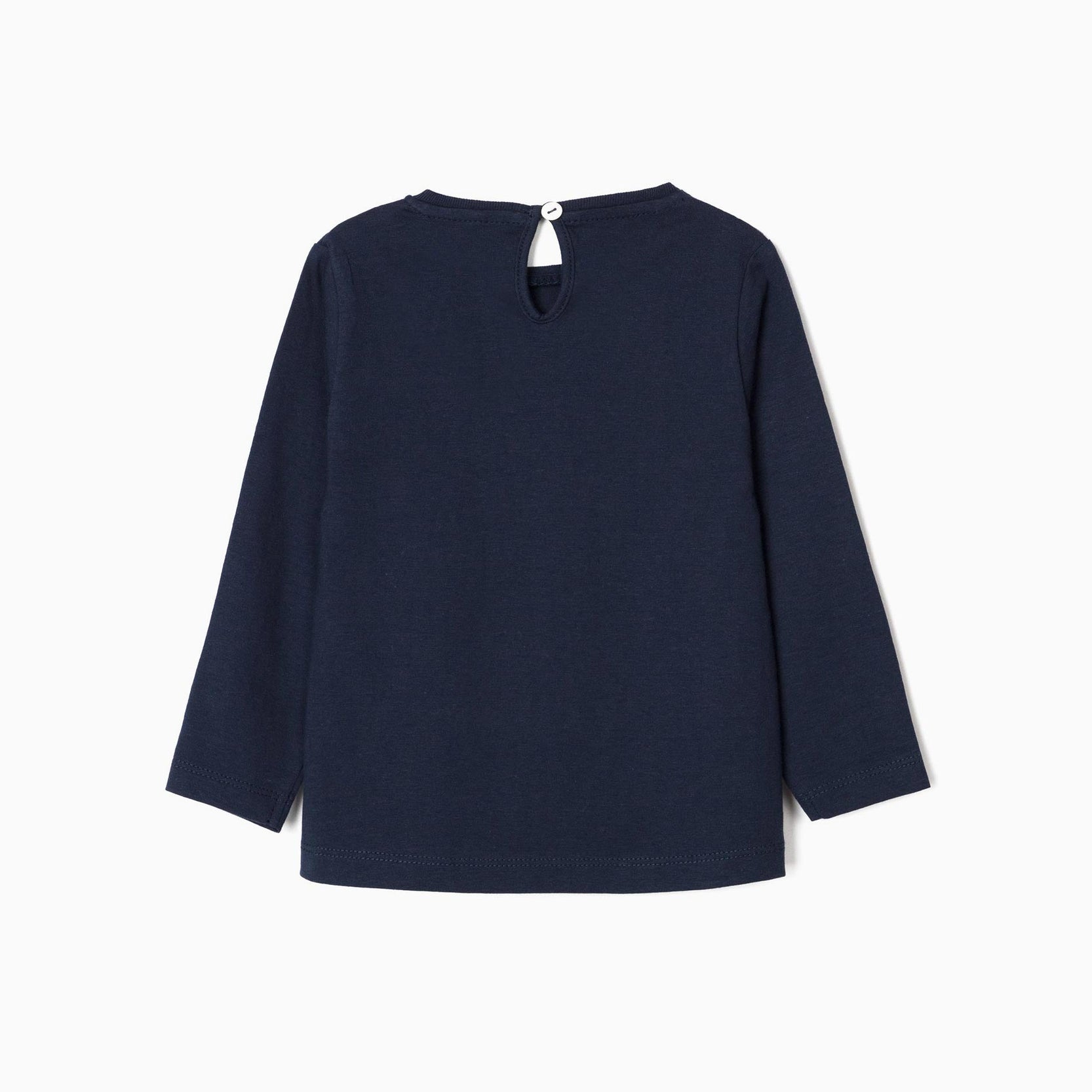 2 Long Sleeve T-Shirts for Baby Girls, White/Dark Blue