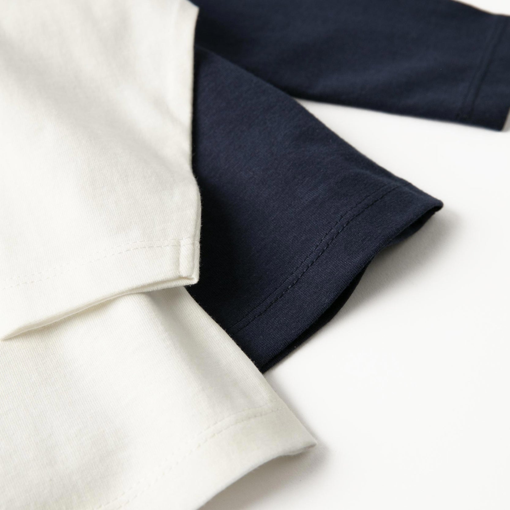 2 Long Sleeve T-Shirts for Baby Girls, White/Dark Blue