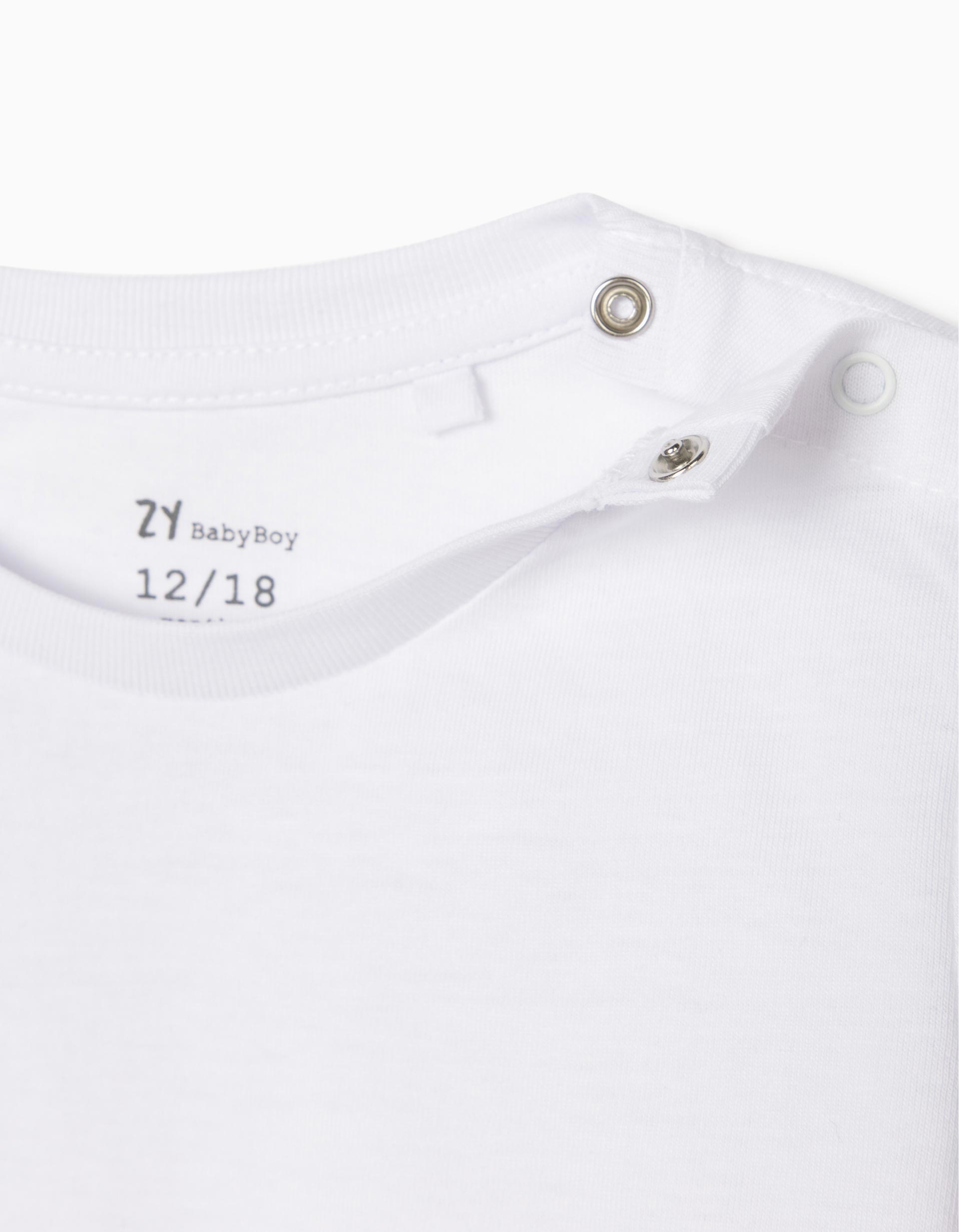 2 Long Sleeve Tops for Baby Boys, White