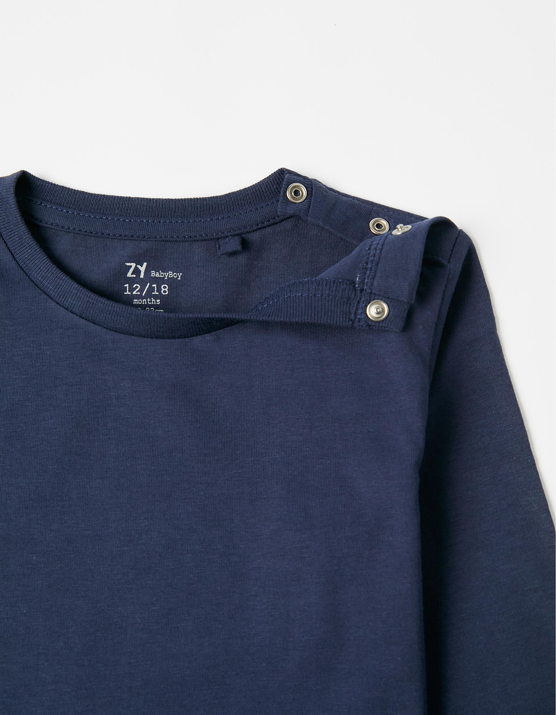 2 Long Sleeve Cotton Tops for Baby Boys, Dark Blue