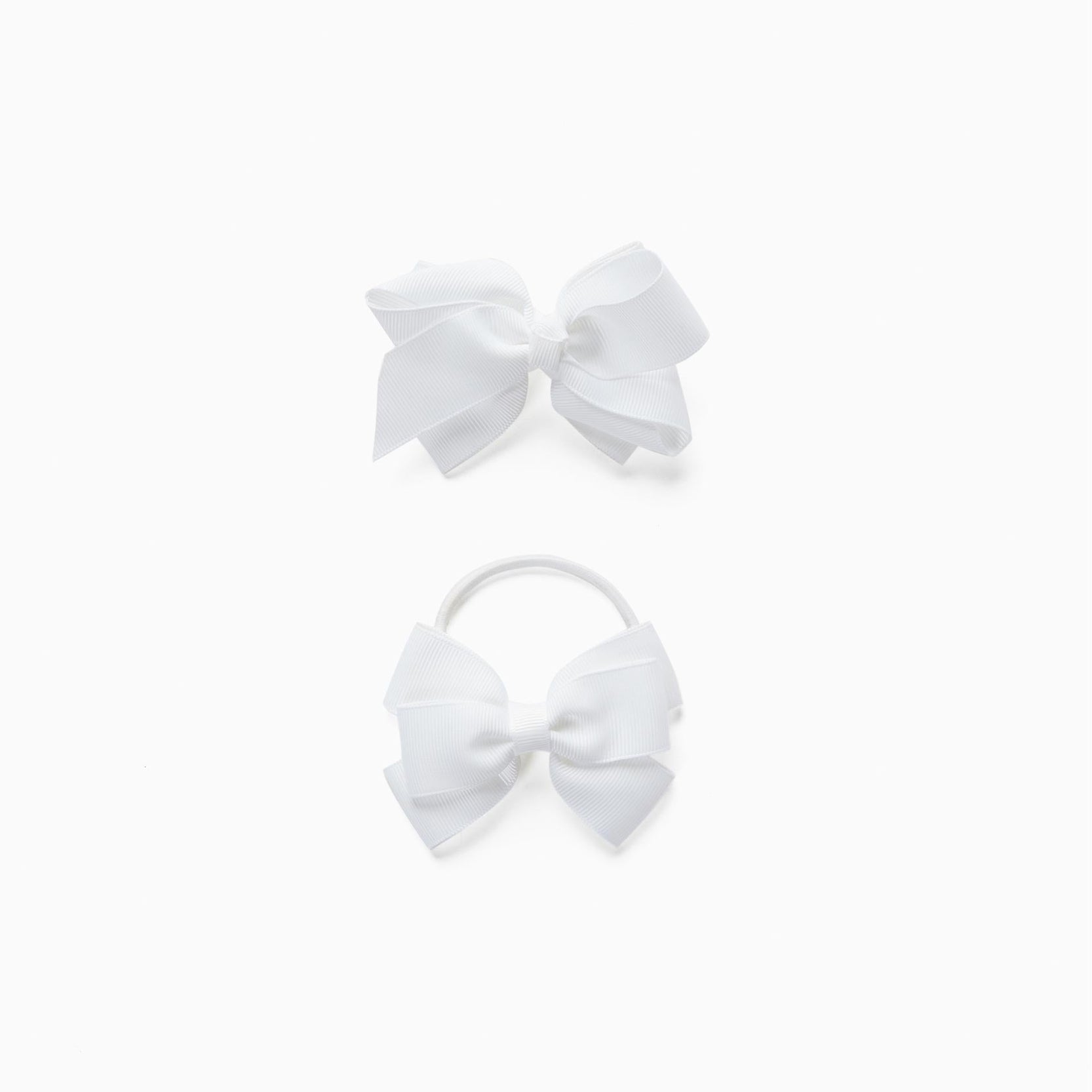 Hair Slide + Bobble with Bow for Babies and Girls, White