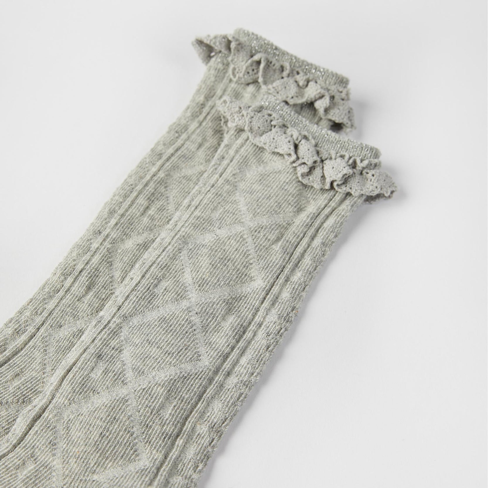 Cotton Knee-High Socks for Girls, Grey