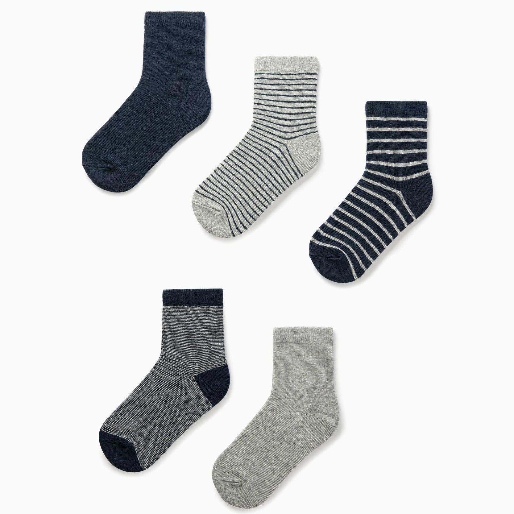 5 Pairs of Socks for Boys, Dark Blue/Grey
