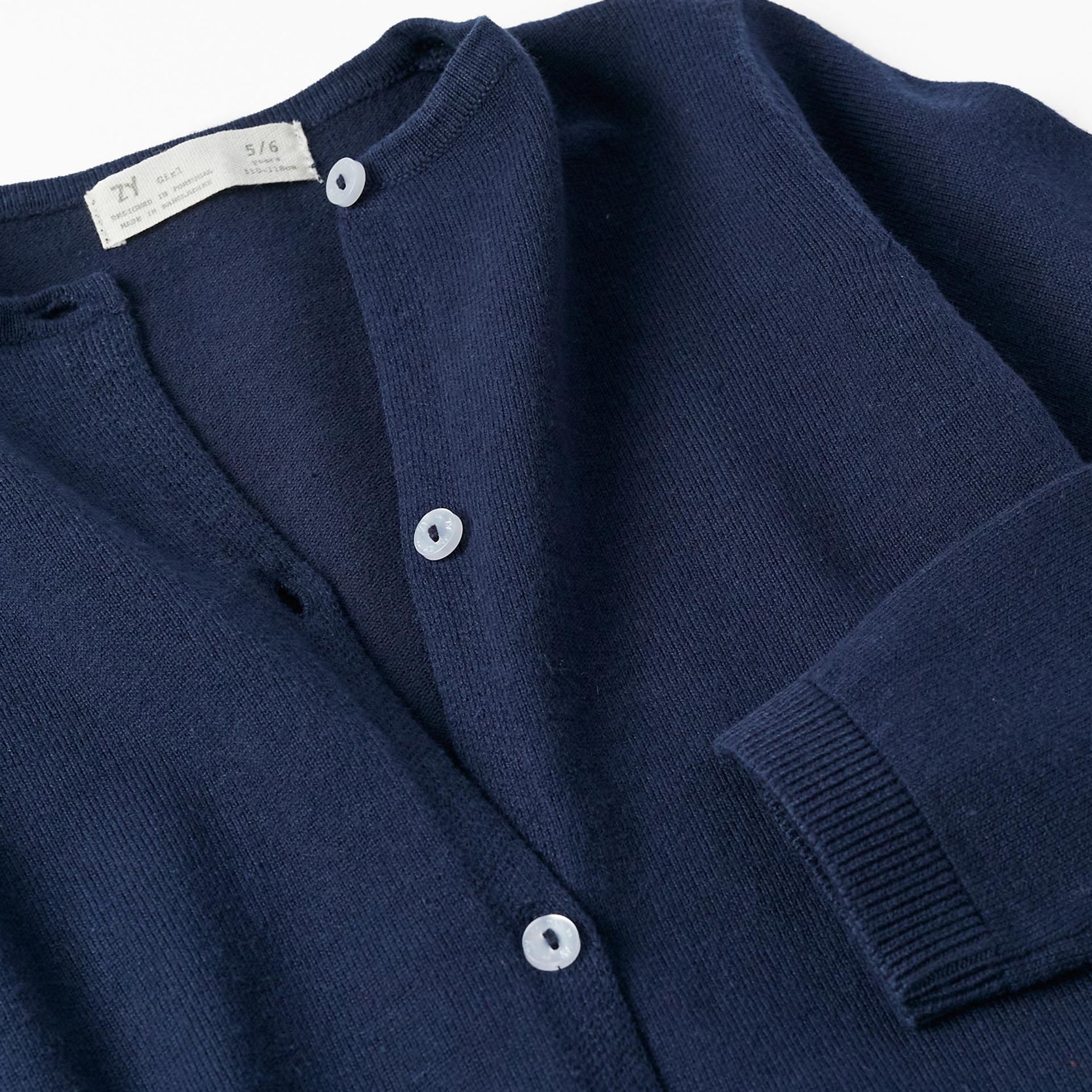 Cardigan in Cotton for Girls, Dark Blue