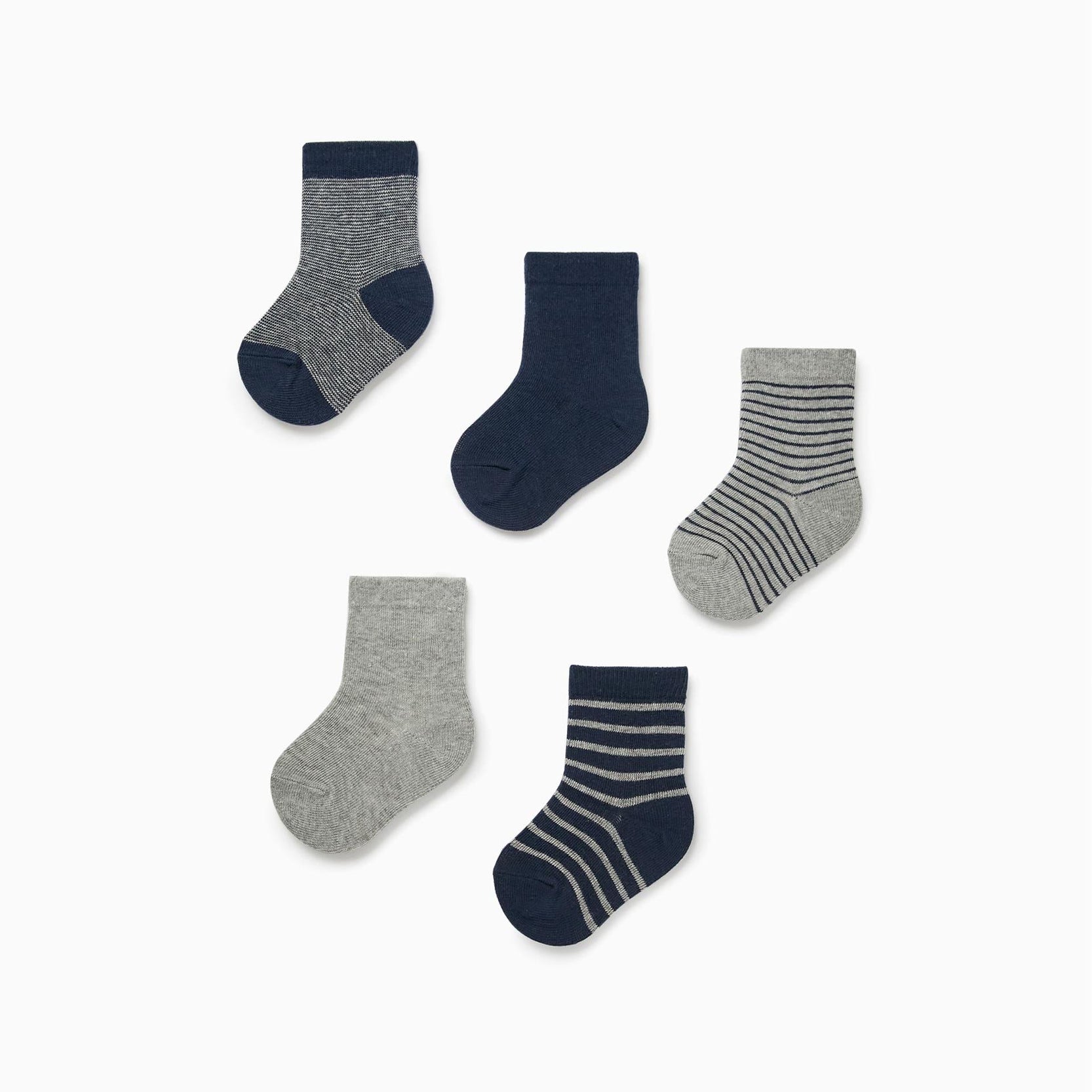 5 Pairs of Socks for Baby Boys, Dark Blue/Grey