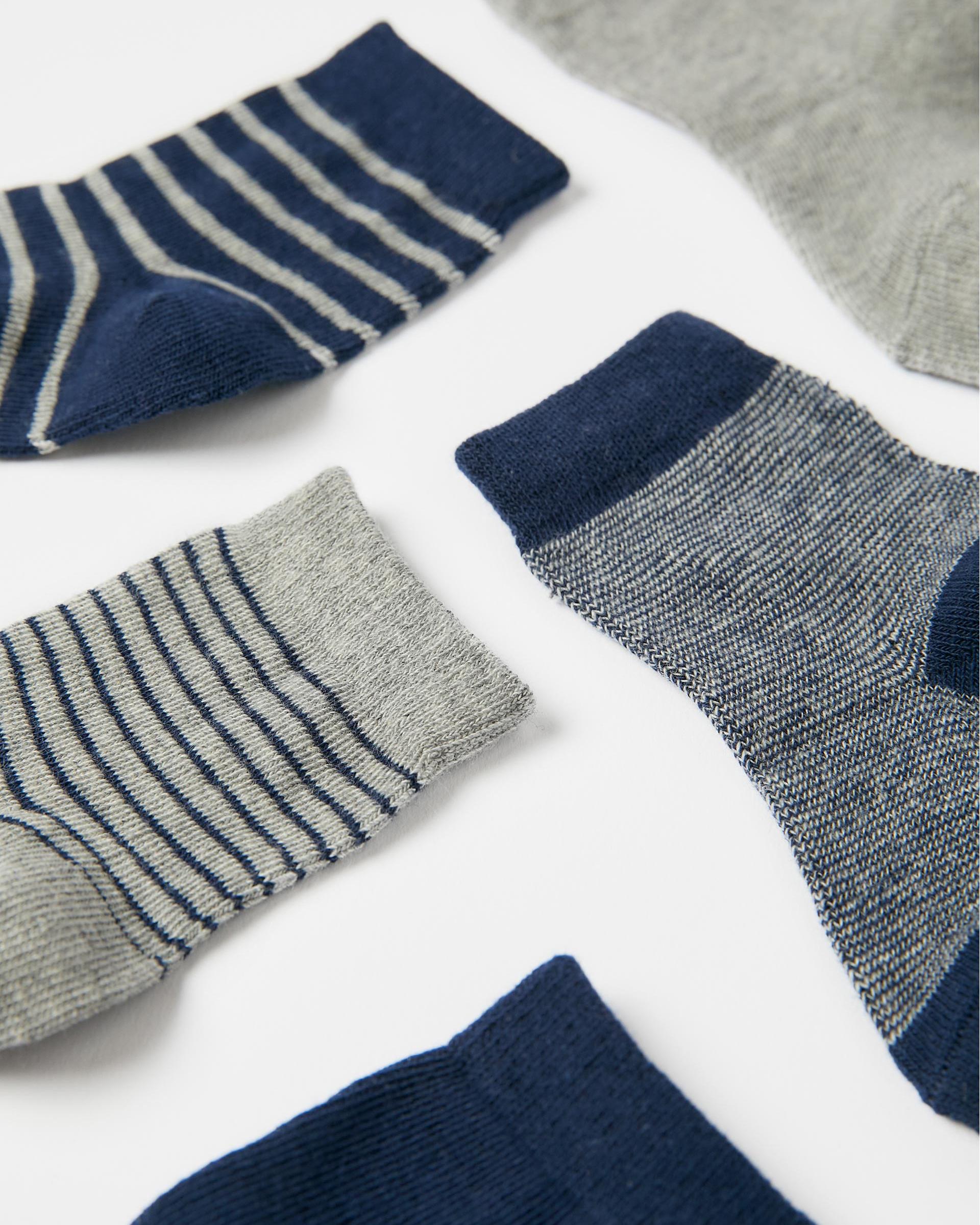 5 Pairs of Socks for Baby Boys, Dark Blue/Grey