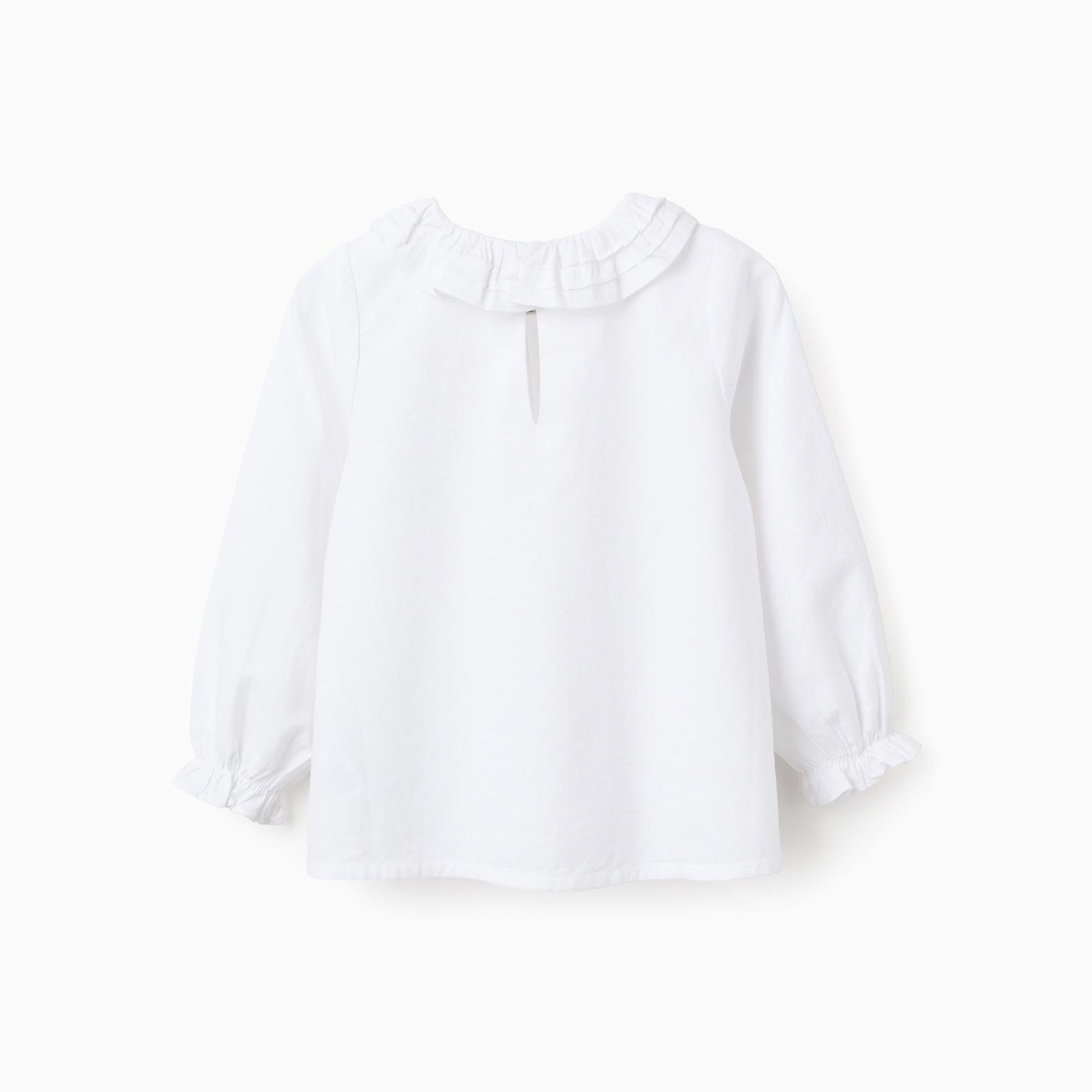 Cotton Twill Blouse for Girls, White