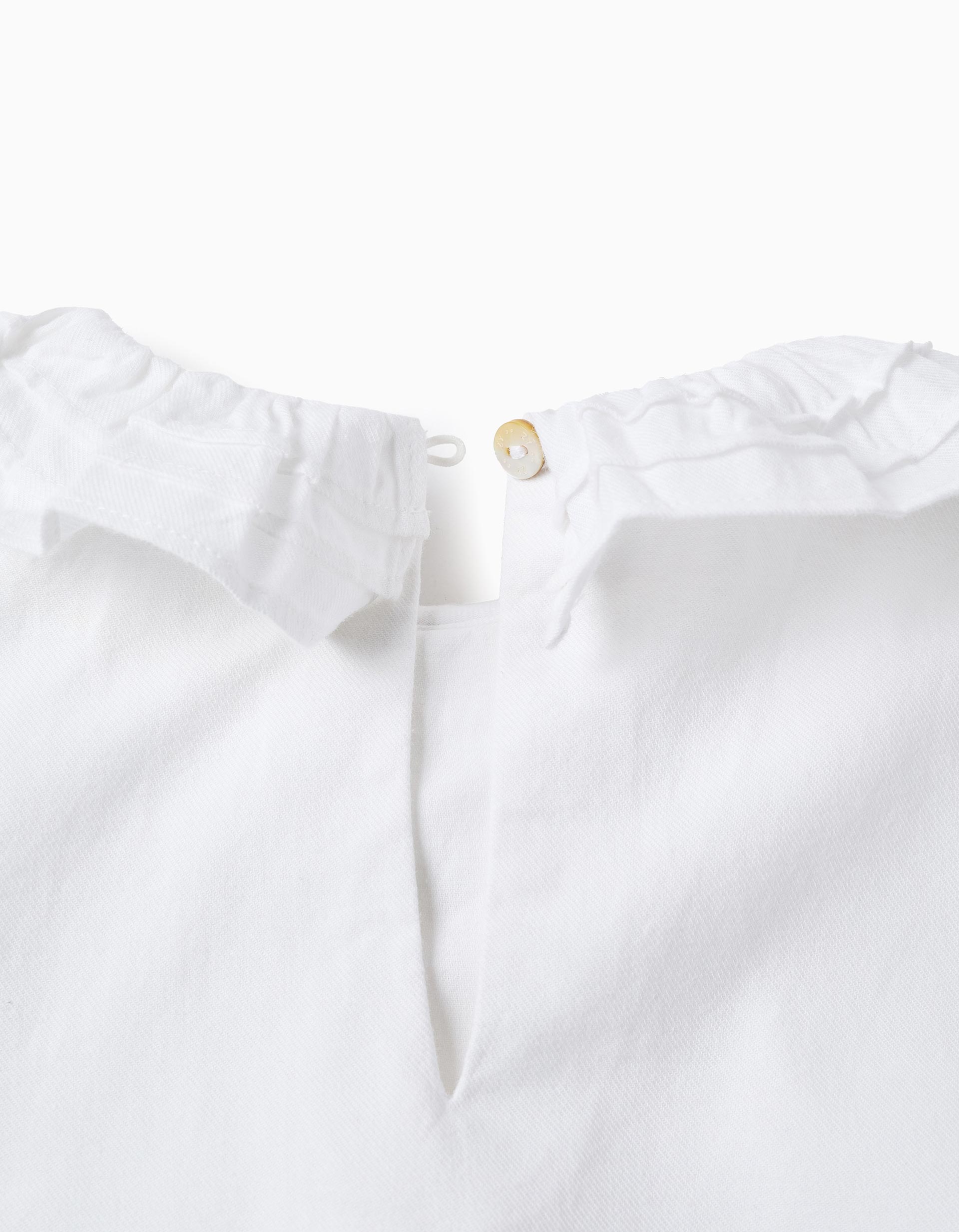 Cotton Twill Blouse for Girls, White